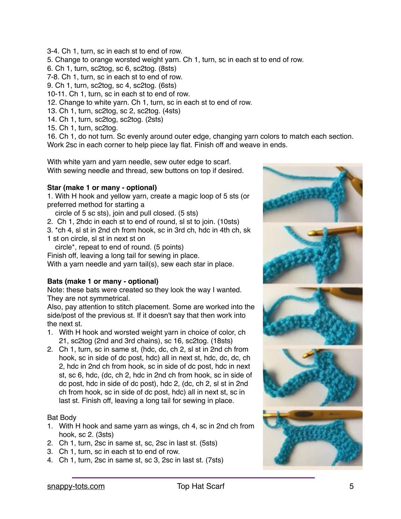Top Hat Scarf Crochet Pattern: Halloween Pumpkin and Skull Design