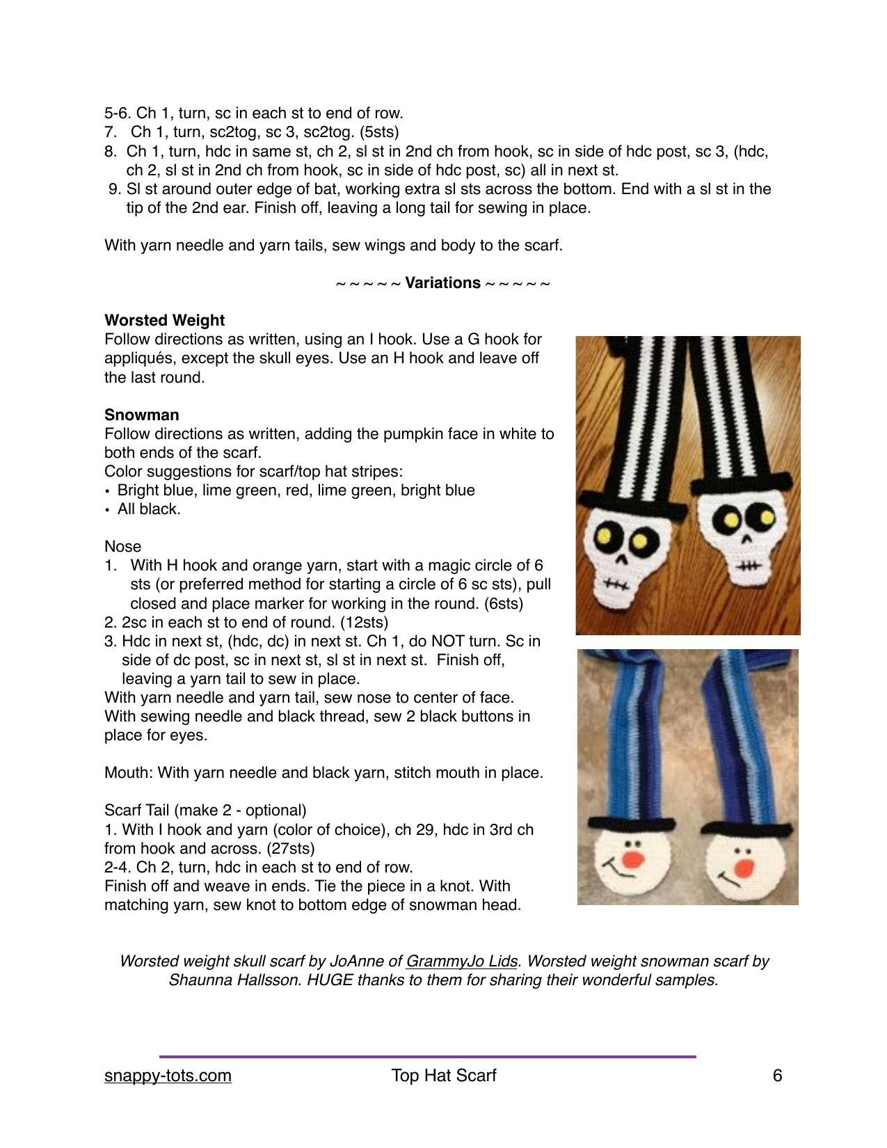 Top Hat Scarf Crochet Pattern: Halloween Pumpkin and Skull Design