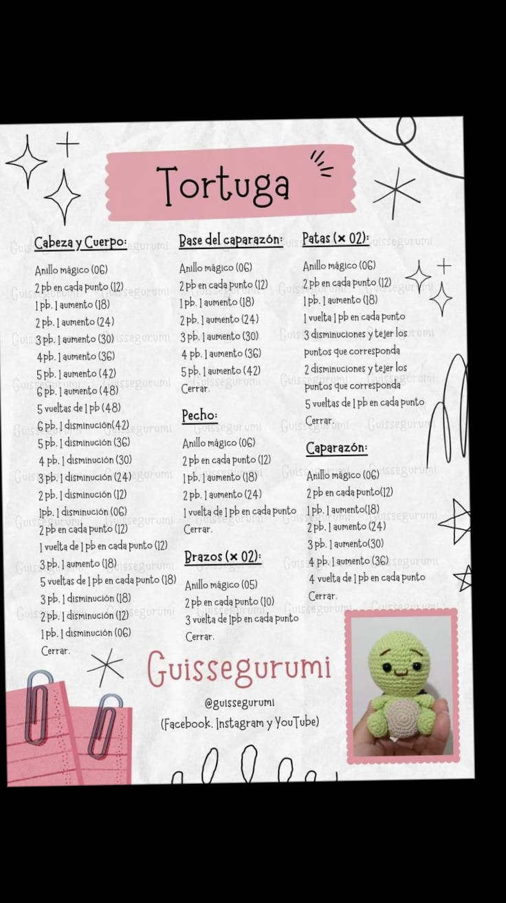 Tortuga: Patrón de crochet amigurumi paso a paso