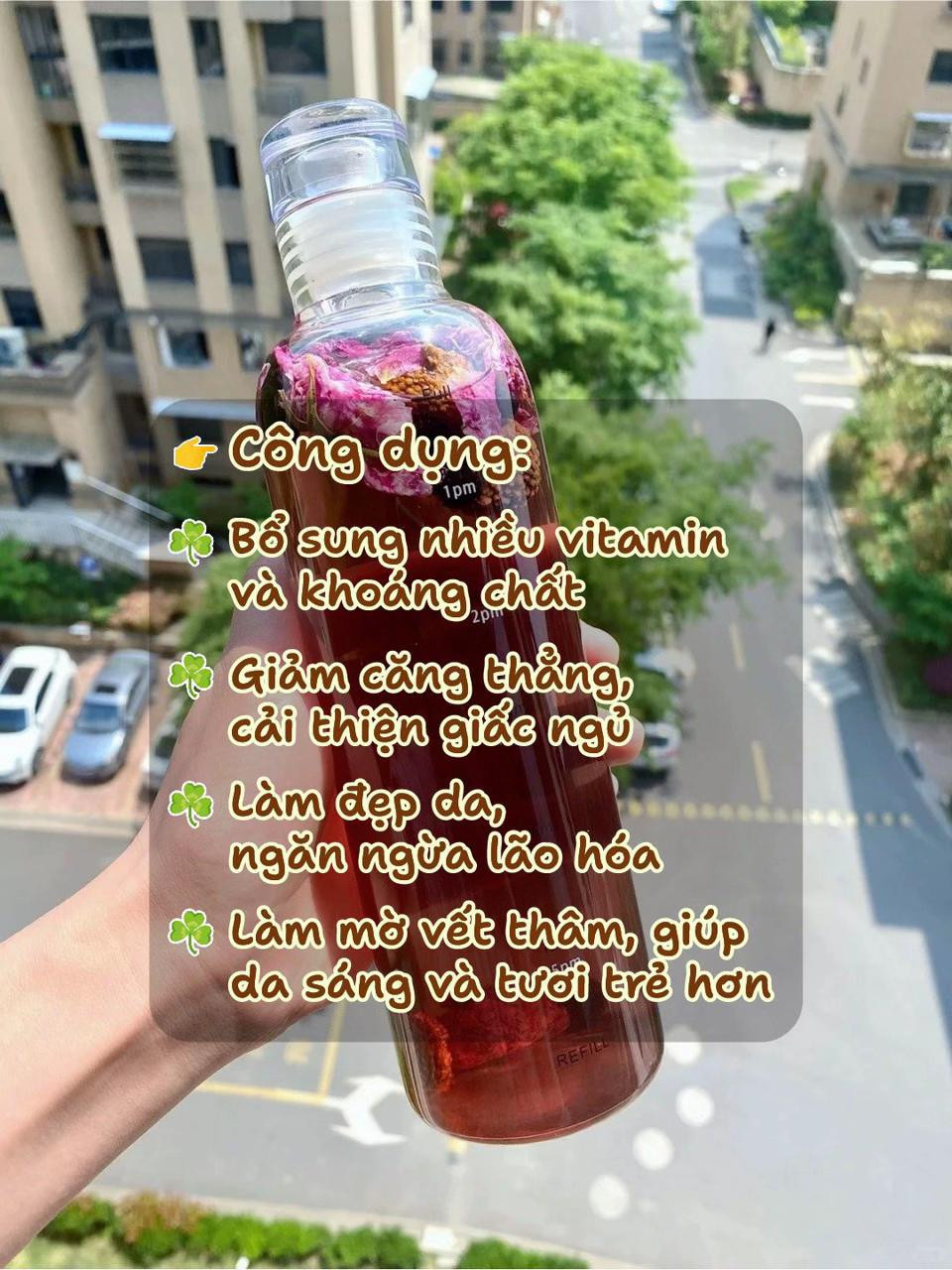 Trà hoa hồng và da đen sâm khô, thức uống thảo mộc giúp làm đẹp da, giảm căng thẳng và cải thiện giấc ngủ