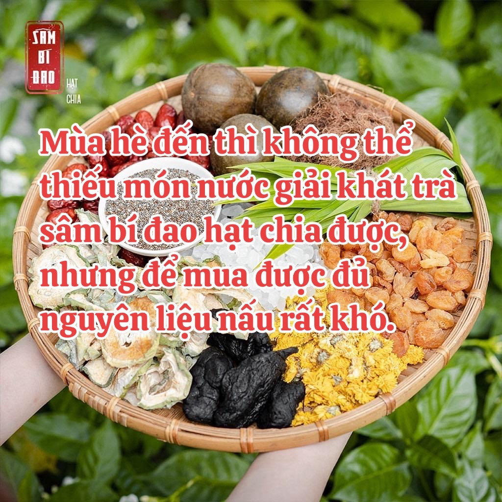 Trà thảo mộc sâm bí đao hạt chia thanh nhiệt mát gan, nguyên liệu hữu cơ sấy lạnh