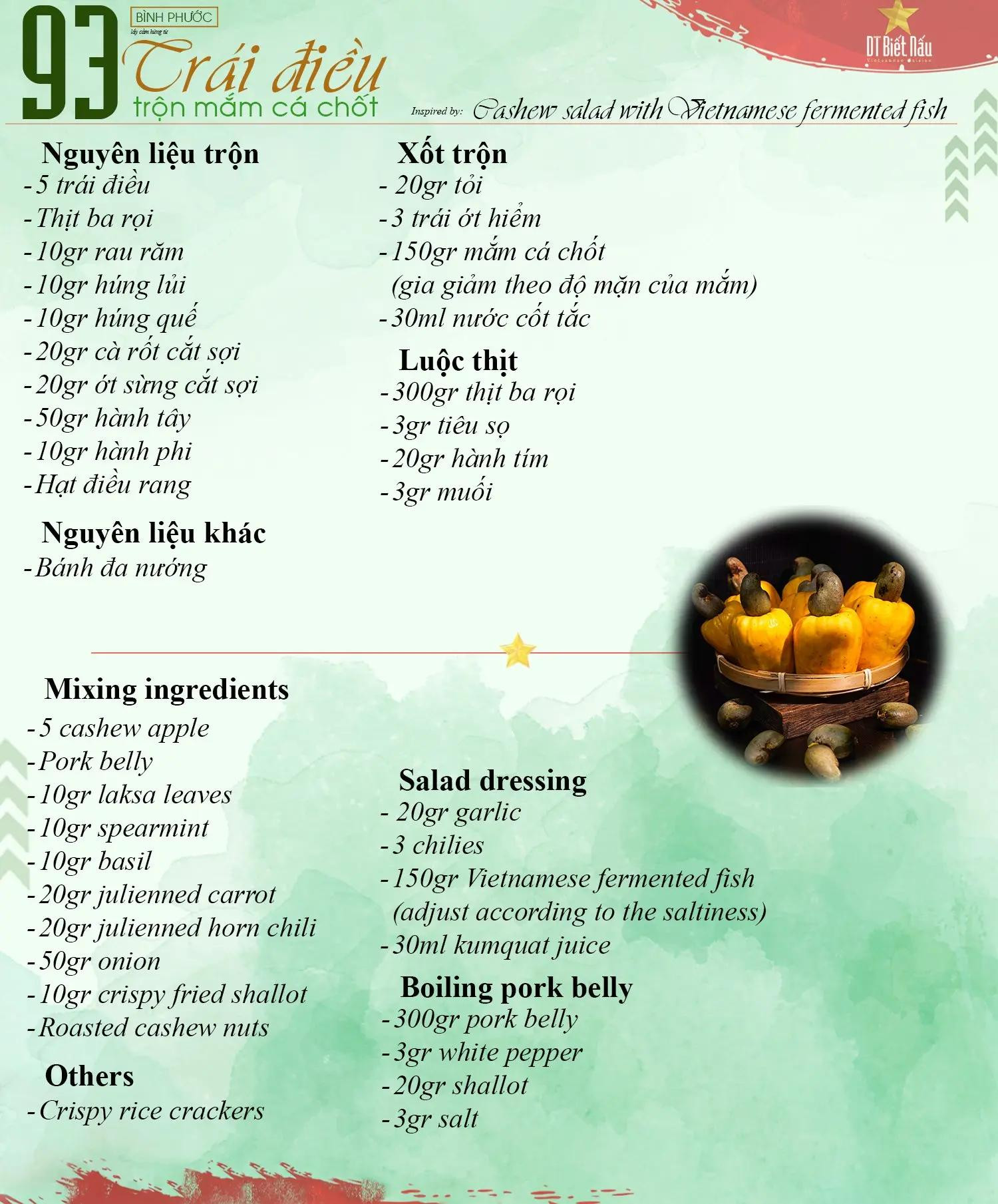 Trái điều trộn mắm cá chốt - Món ăn đặc sản Bình Phước