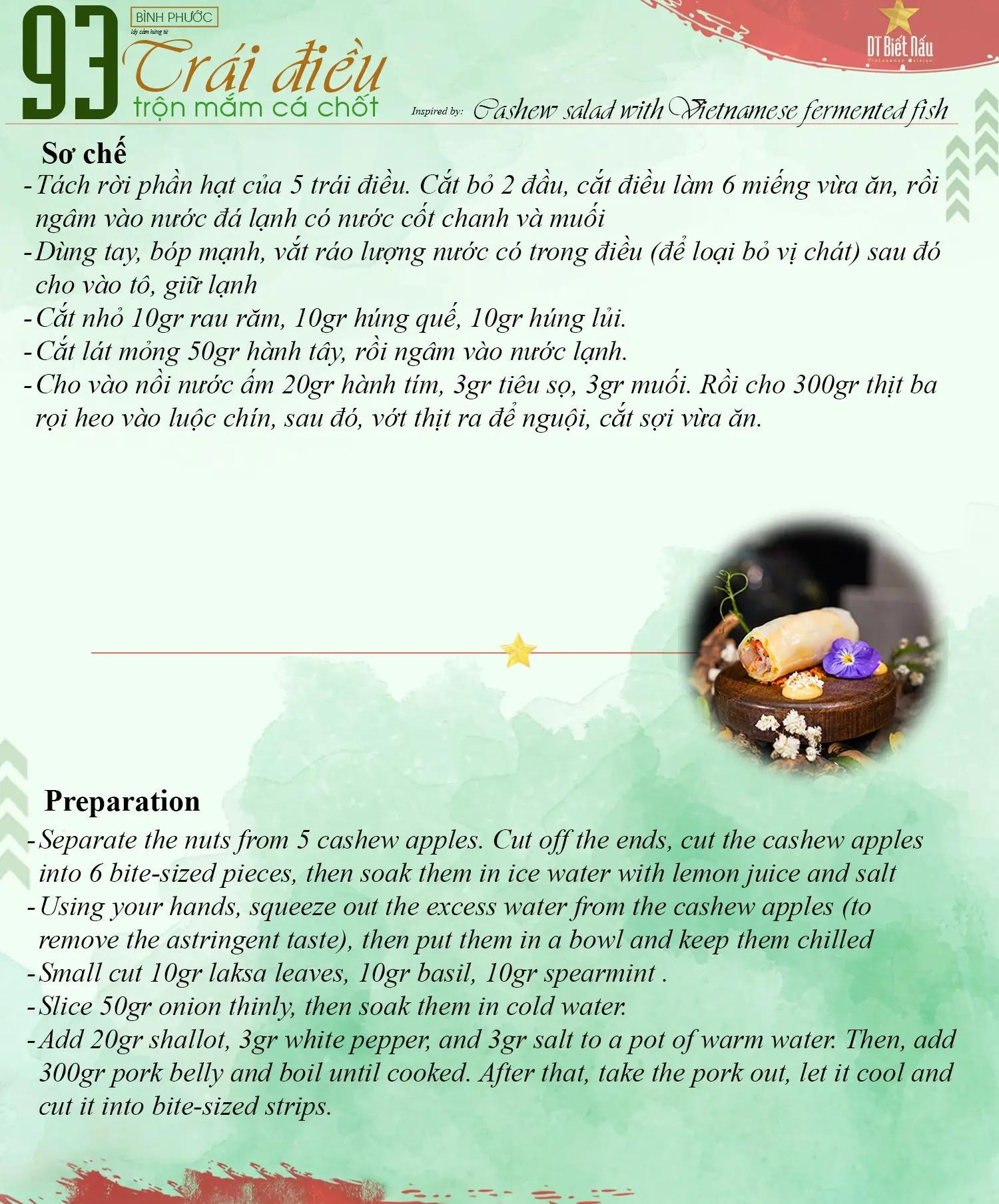 Trái điều trộn mắm cá chốt - Món ăn đặc sản Bình Phước