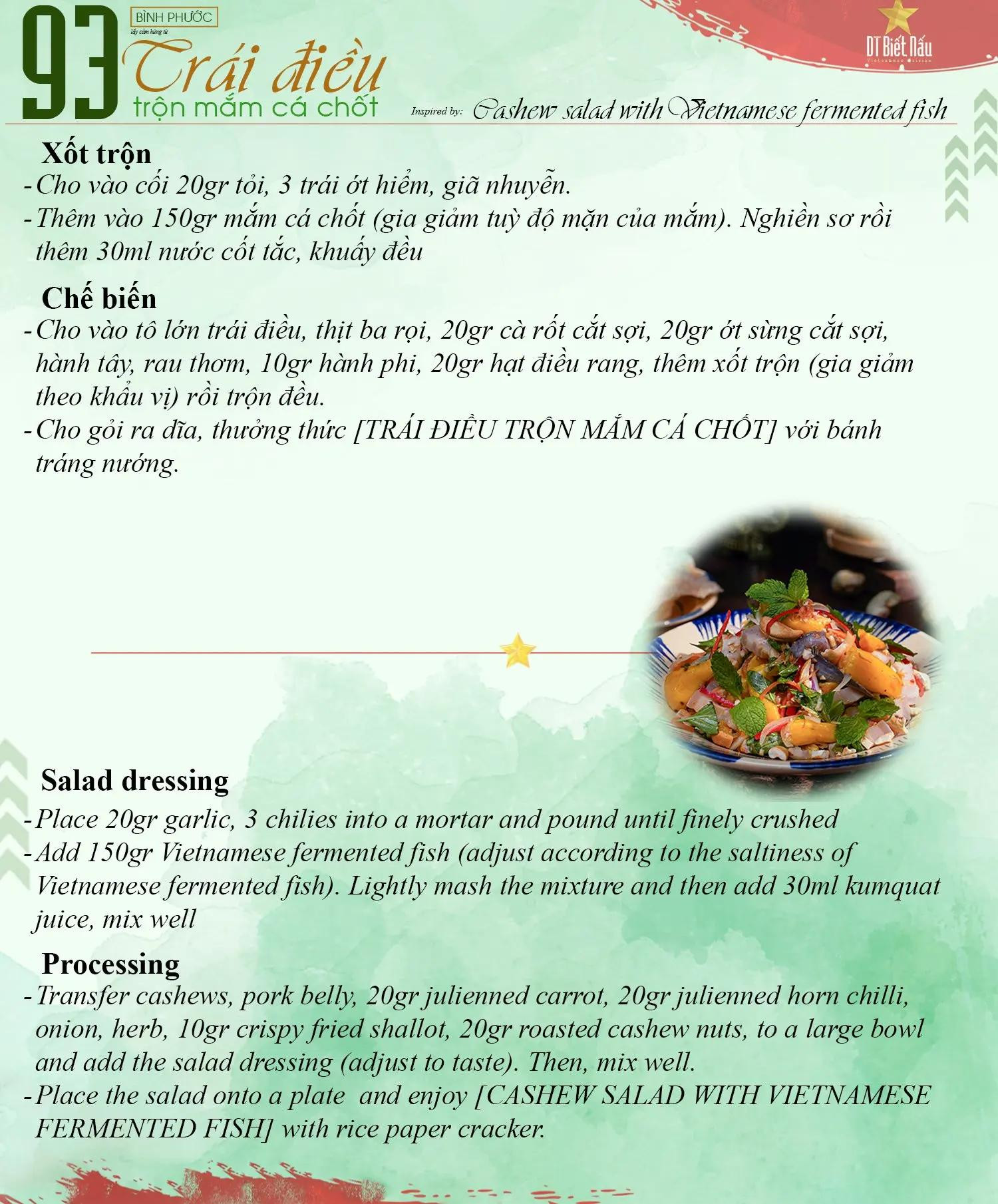 Trái điều trộn mắm cá chốt - Món ăn đặc sản Bình Phước