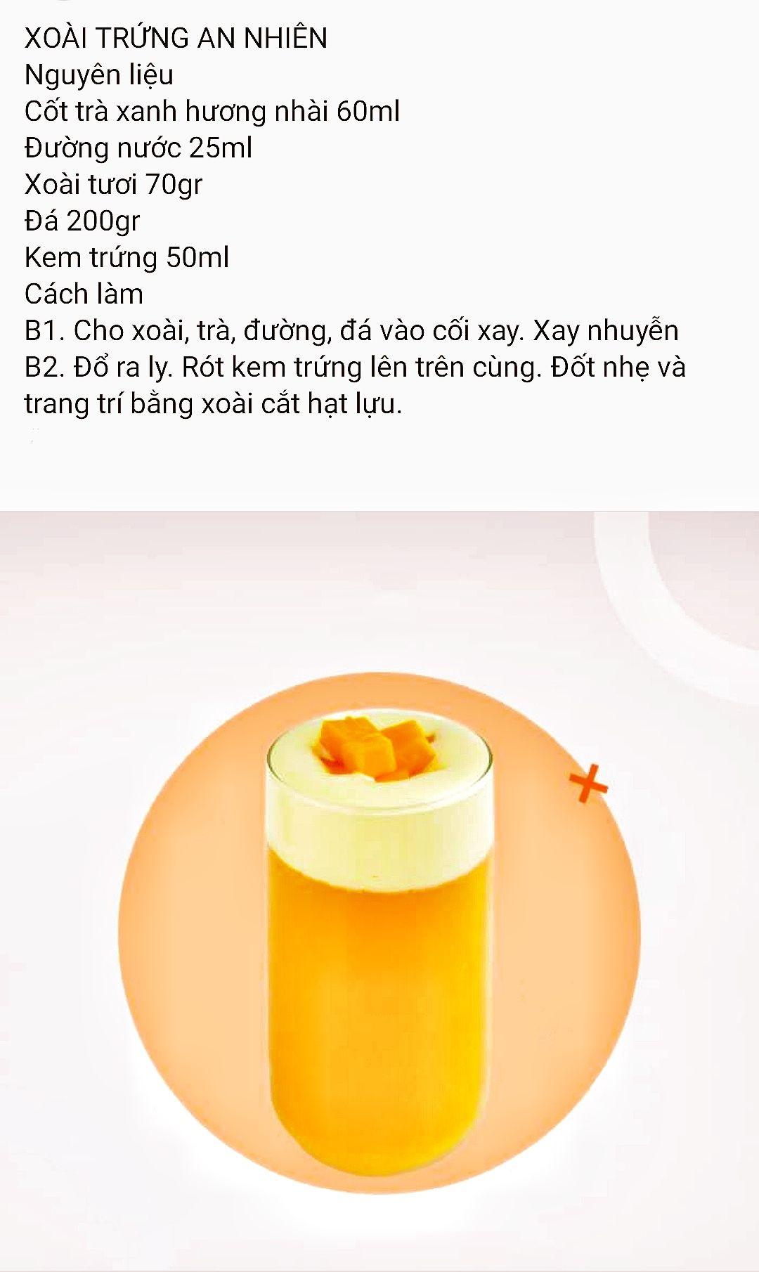 Trọn bộ công thức pha chế đồ uống Kem Trứng: Trà Olong, Xoài, Hồng Trà và Khoai Môn