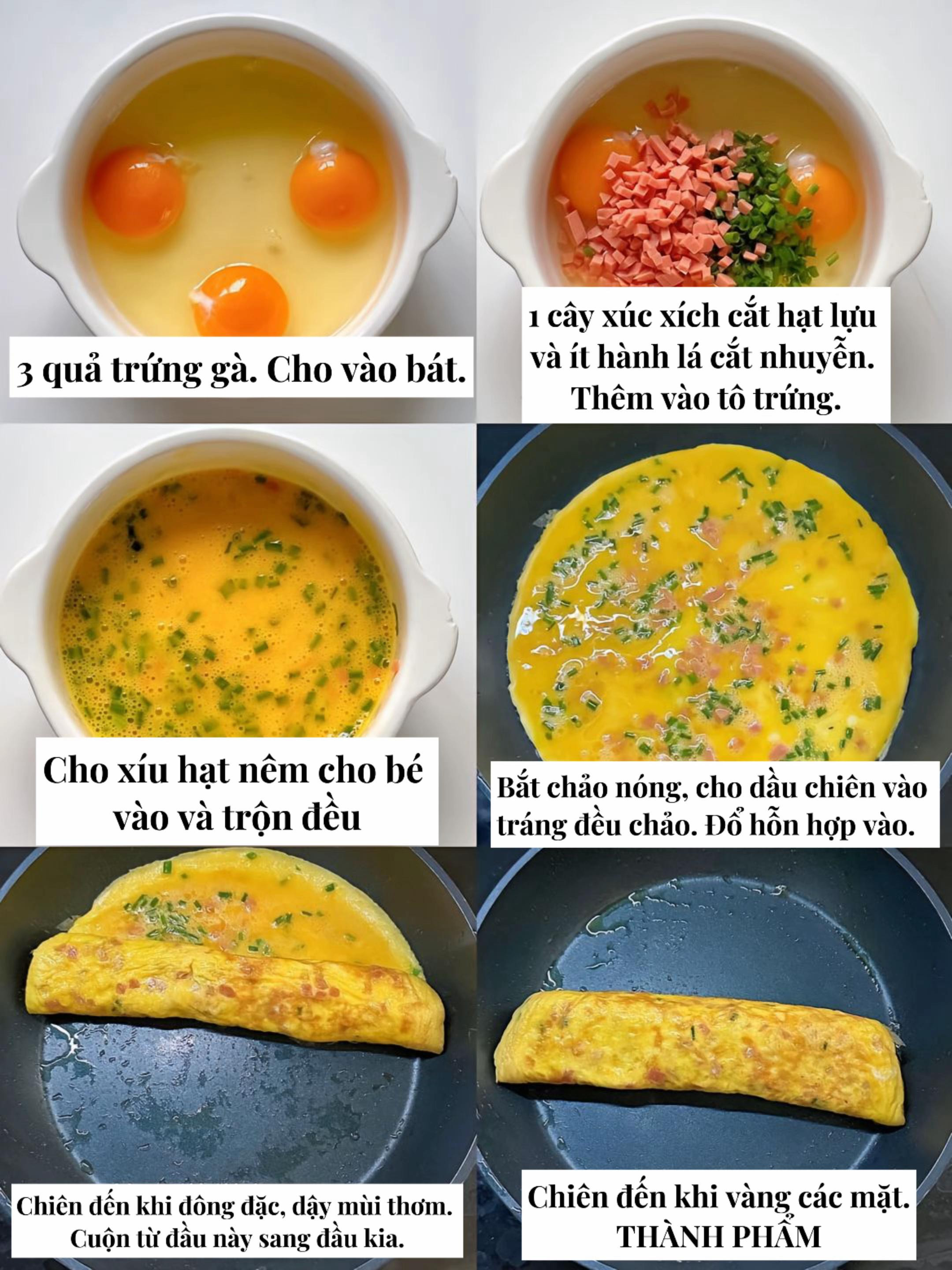 Trứng Cuộn Xúc Xích: Món ăn dặm nhanh chóng, đơn giản cho bé trên 10 tháng tuổi