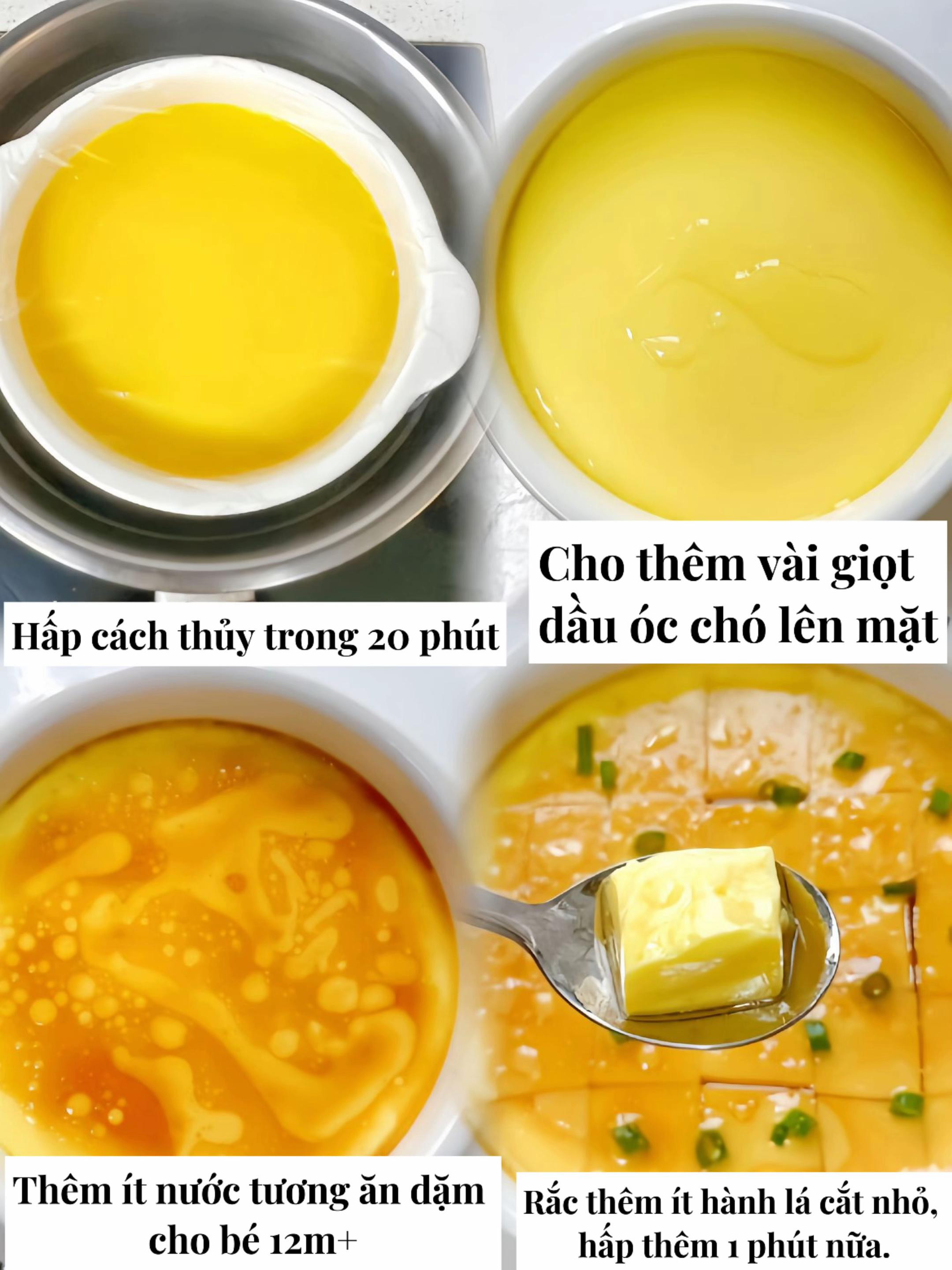 Trứng hấp mềm tan trong miệng, giàu dinh dưỡng cho bé ăn dặm từ 8 tháng tuổi