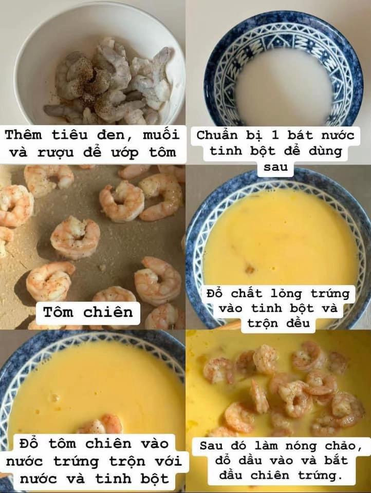 Trứng Rán Tôm Mềm Béo Ngon - Công Thức Trộn Tinh Bột