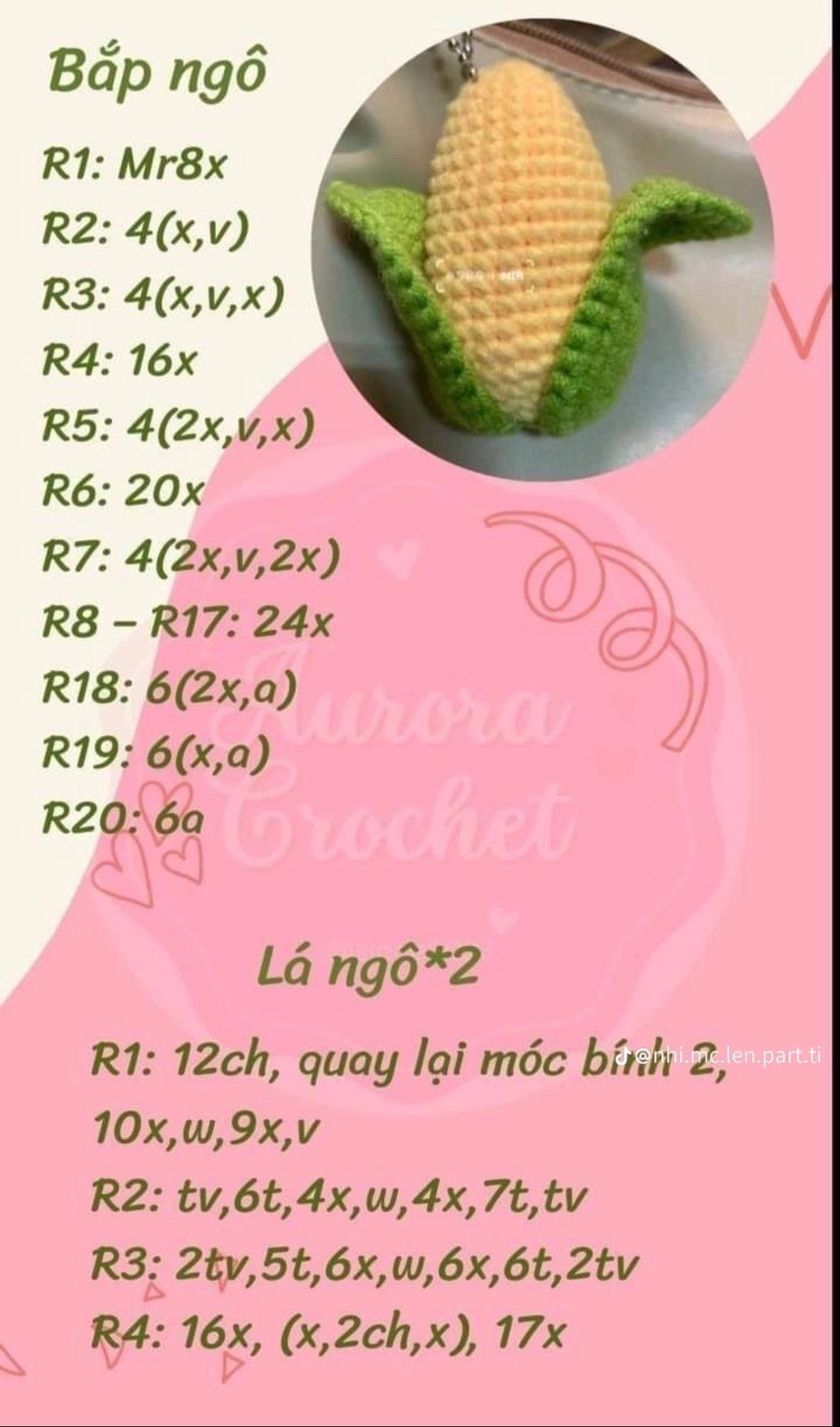 Túi dâu tây hồng trắng len móc