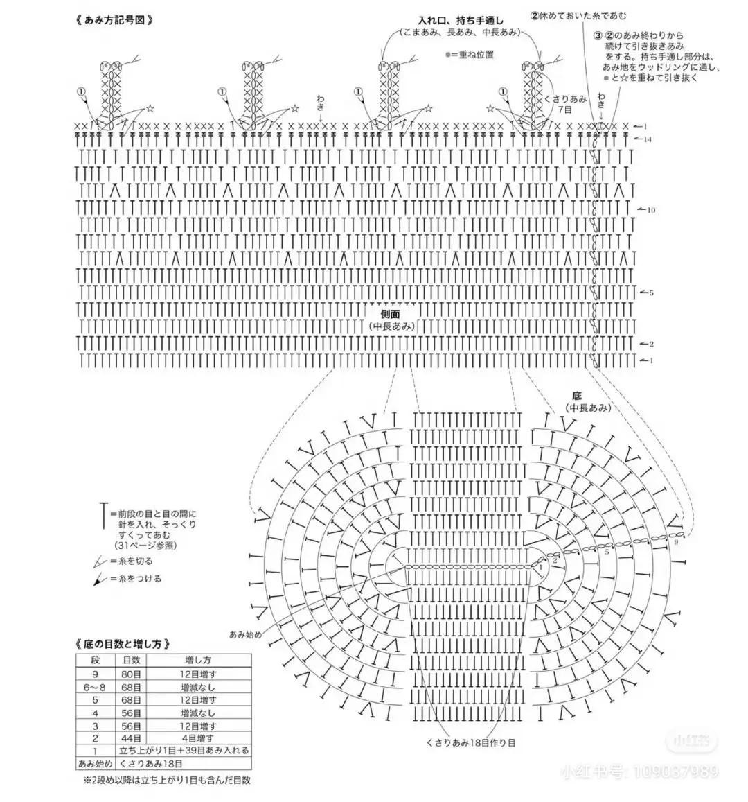 Túi xách móc len đính hoa và khăn choàng viền sọc từ sách hướng dẫn tiếng Nhật
