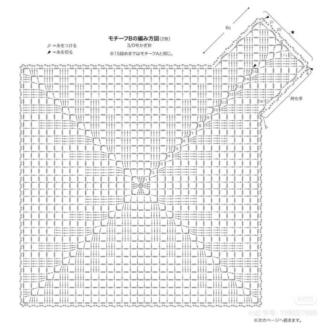 Túi xách móc len đính hoa và khăn choàng viền sọc từ sách hướng dẫn tiếng Nhật