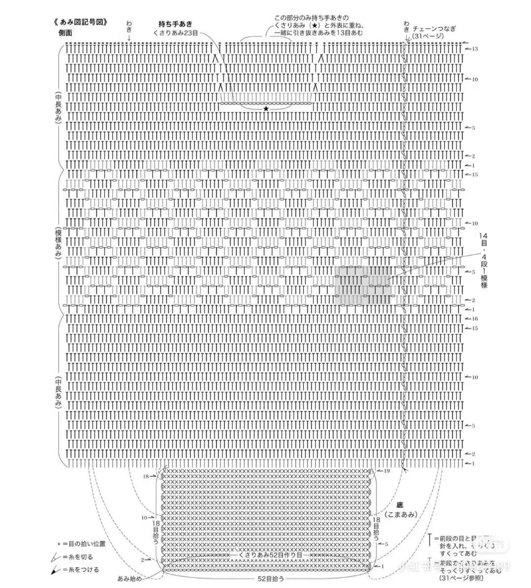 Túi xách móc len đính hoa và khăn choàng viền sọc từ sách hướng dẫn tiếng Nhật