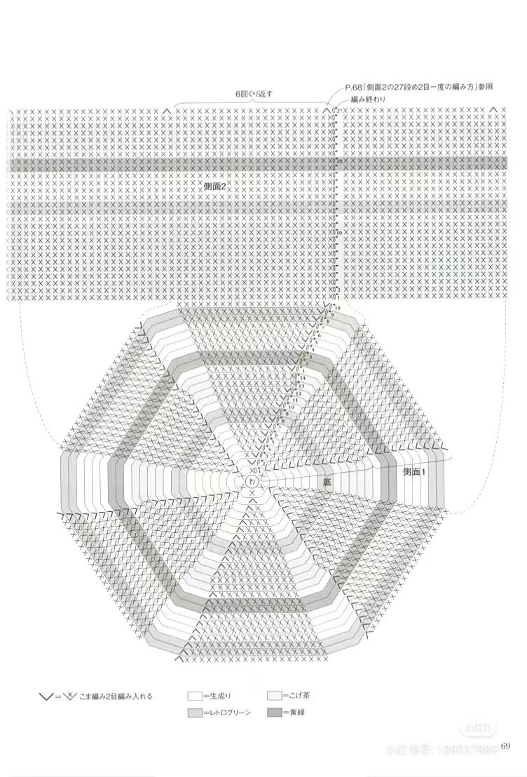 Túi xách móc len đính hoa và khăn choàng viền sọc từ sách hướng dẫn tiếng Nhật