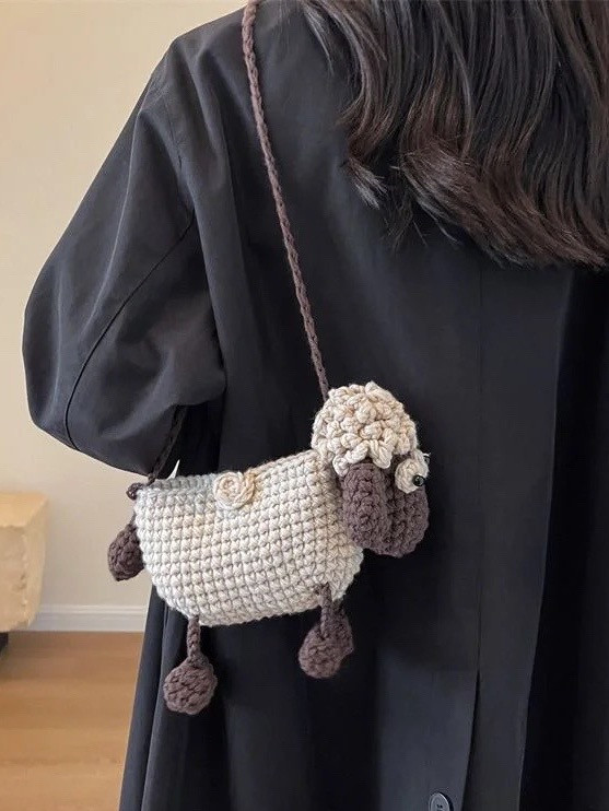 Túi xách móc len hình cừu dễ thương, nhiều màu sắc
