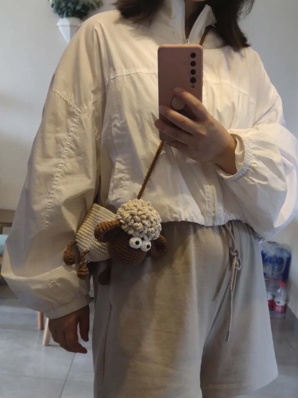 Túi xách móc len hình cừu dễ thương, nhiều màu sắc