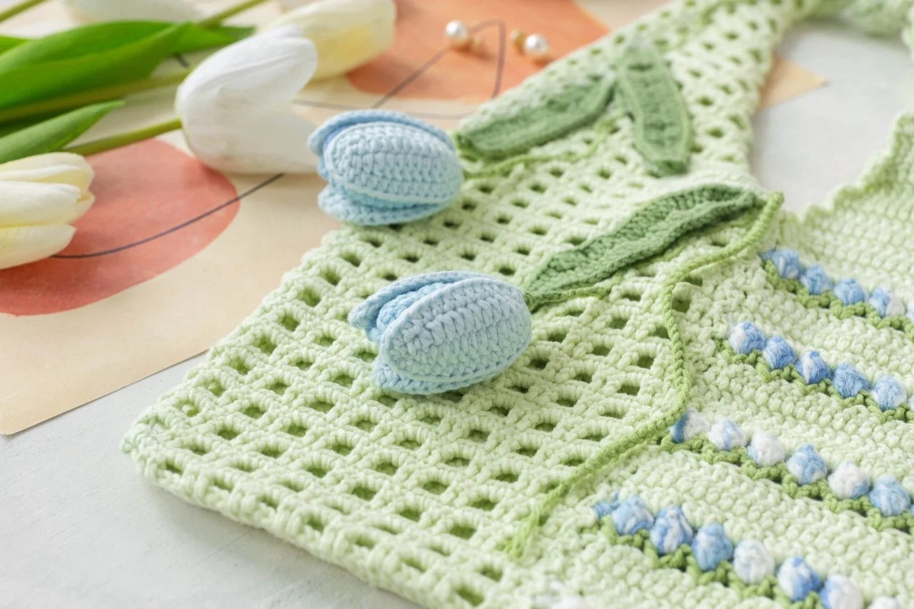 Tulip Flower Crochet Bag Pattern with Chart Tutorial