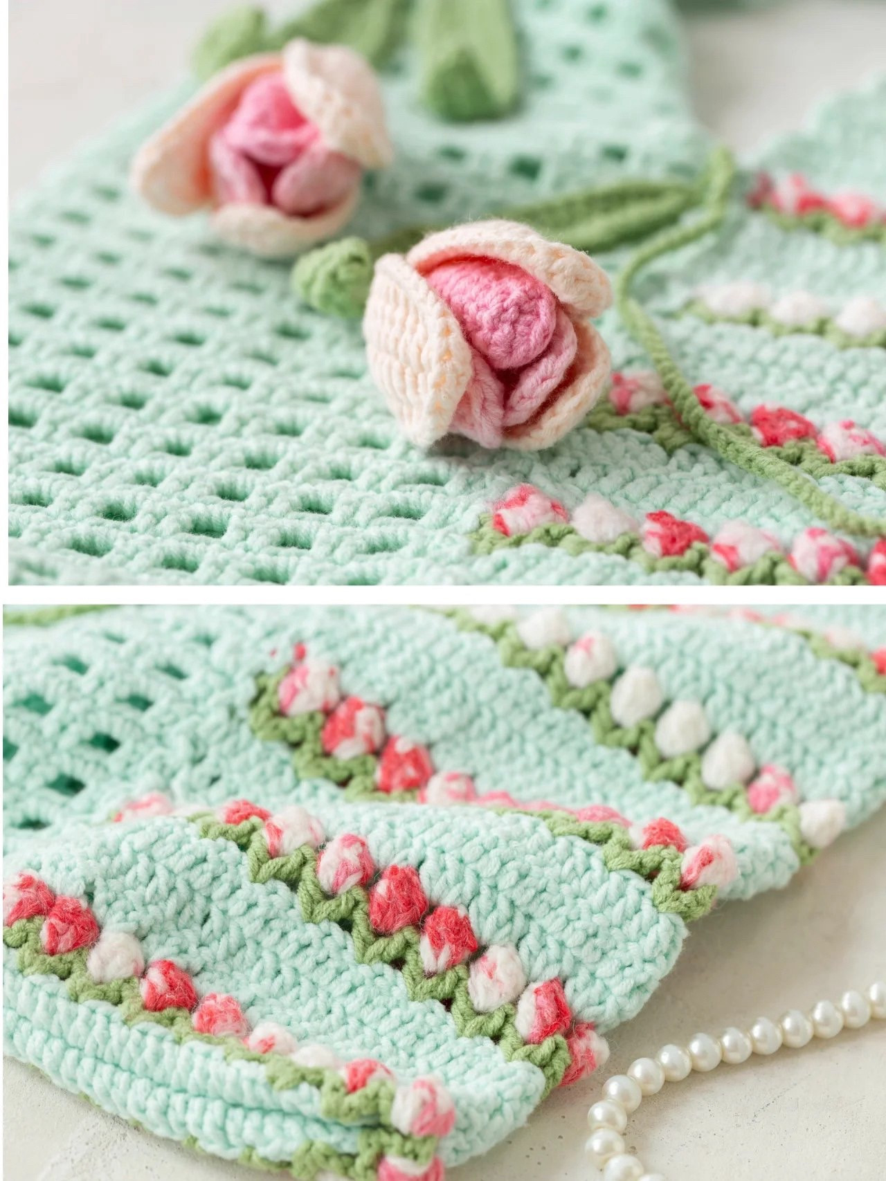 Tulip Flower Crochet Bag Pattern with Chart Tutorial