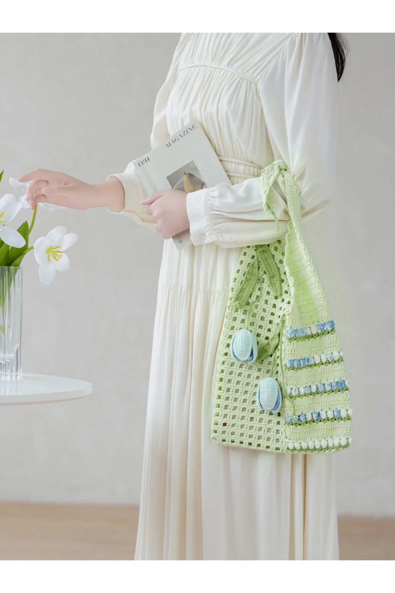 Tulip Flower Crochet Bag Pattern with Chart Tutorial