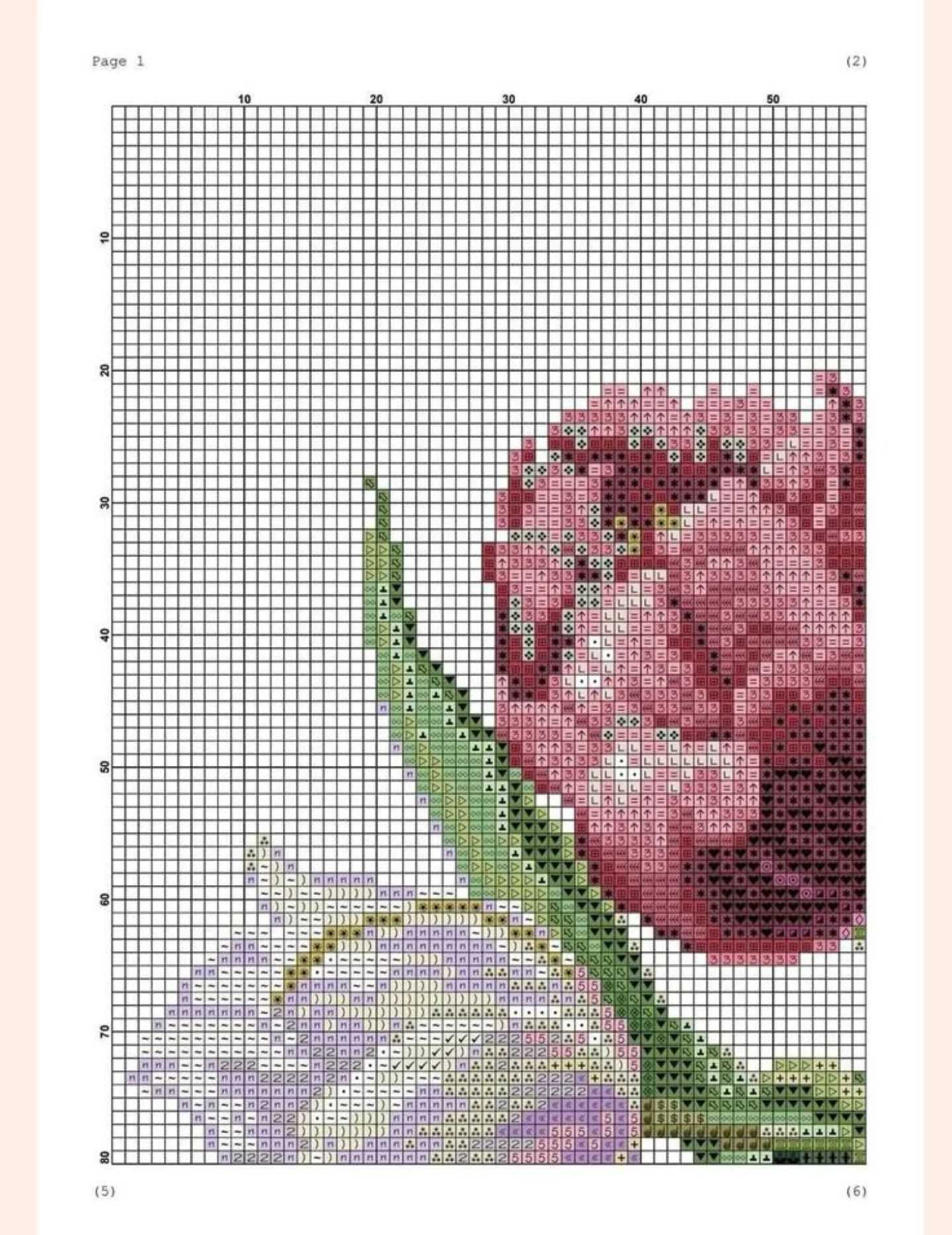 Tulips in a Glass Jar Cross Stitch Pixel Chart Pattern