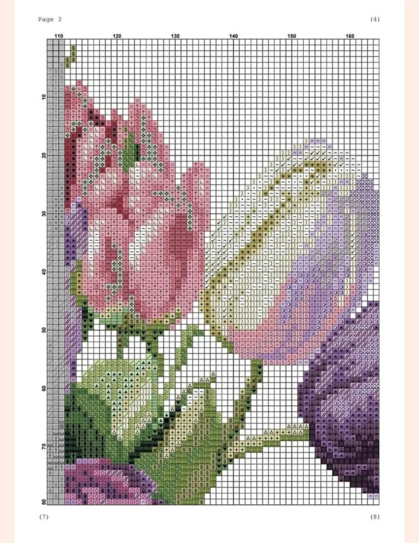 Tulips in a Glass Jar Cross Stitch Pixel Chart Pattern