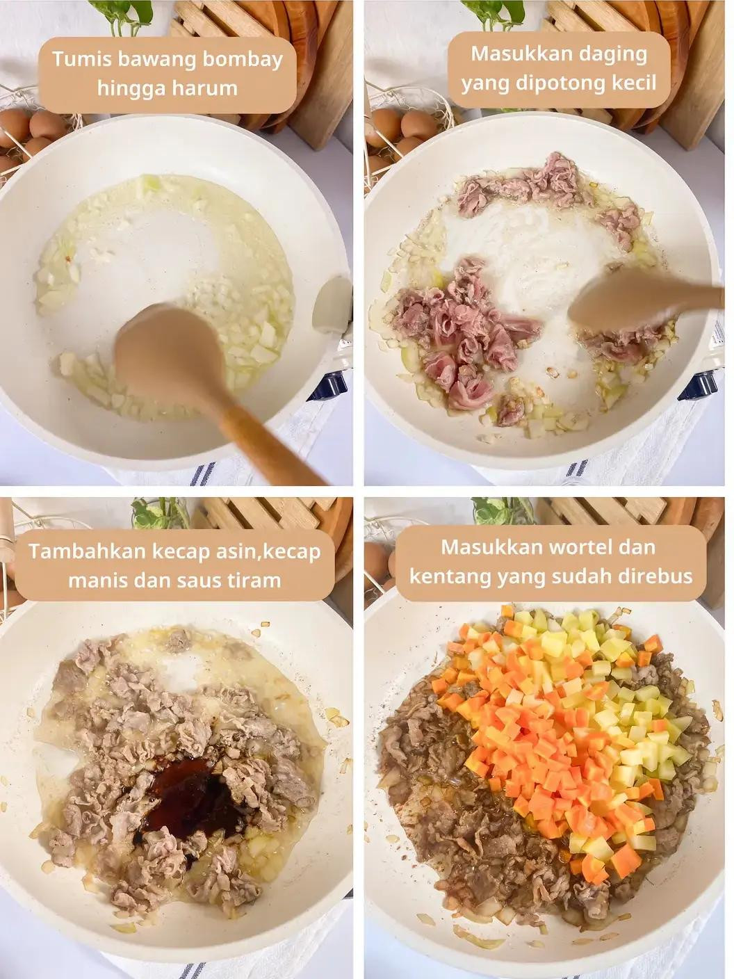 Tumis Wortel Kentang: Bowl cơm đơn giản với thịt bò, cà rốt và khoai tây