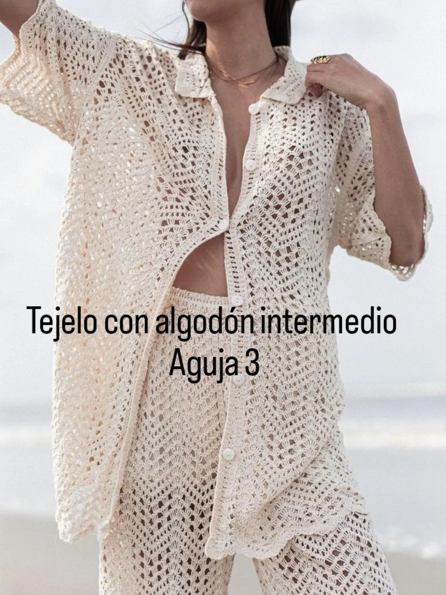 Túnica y conjunto crochet con punto zigzag fantasía en algodón