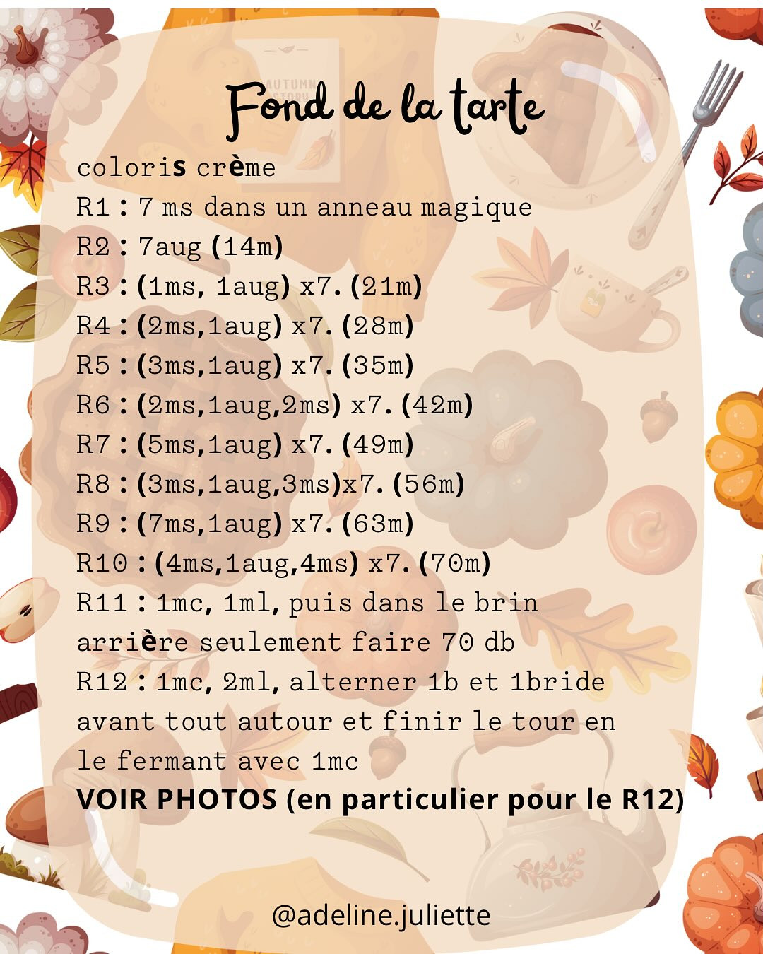 Tuto gratuit tarlette au potiron au crochet - Partie 1: Fond de la tarte