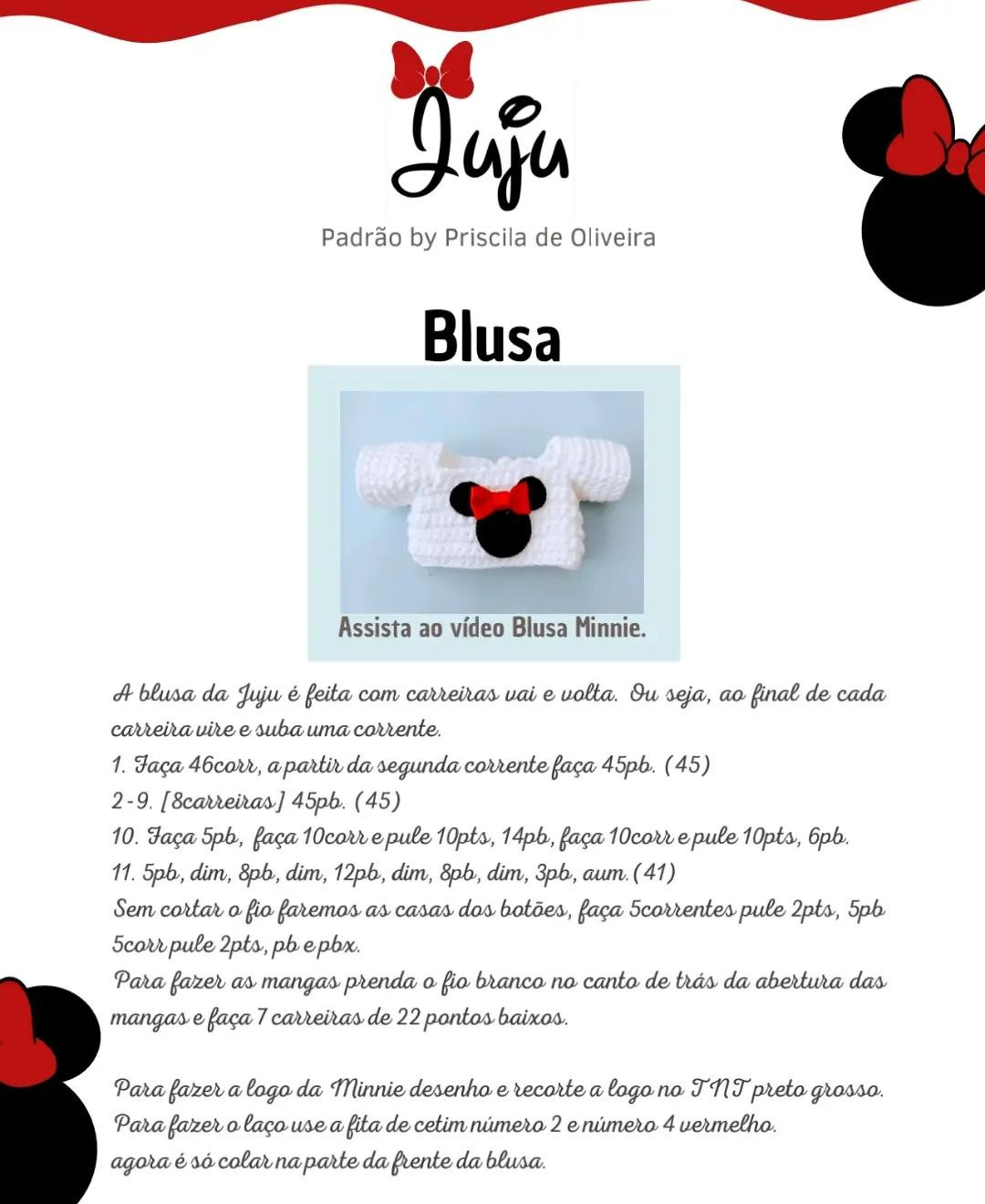 Tutoriais de Amigurumi Búp bê Juju Minnie: Materiais e Padrão Móc Len