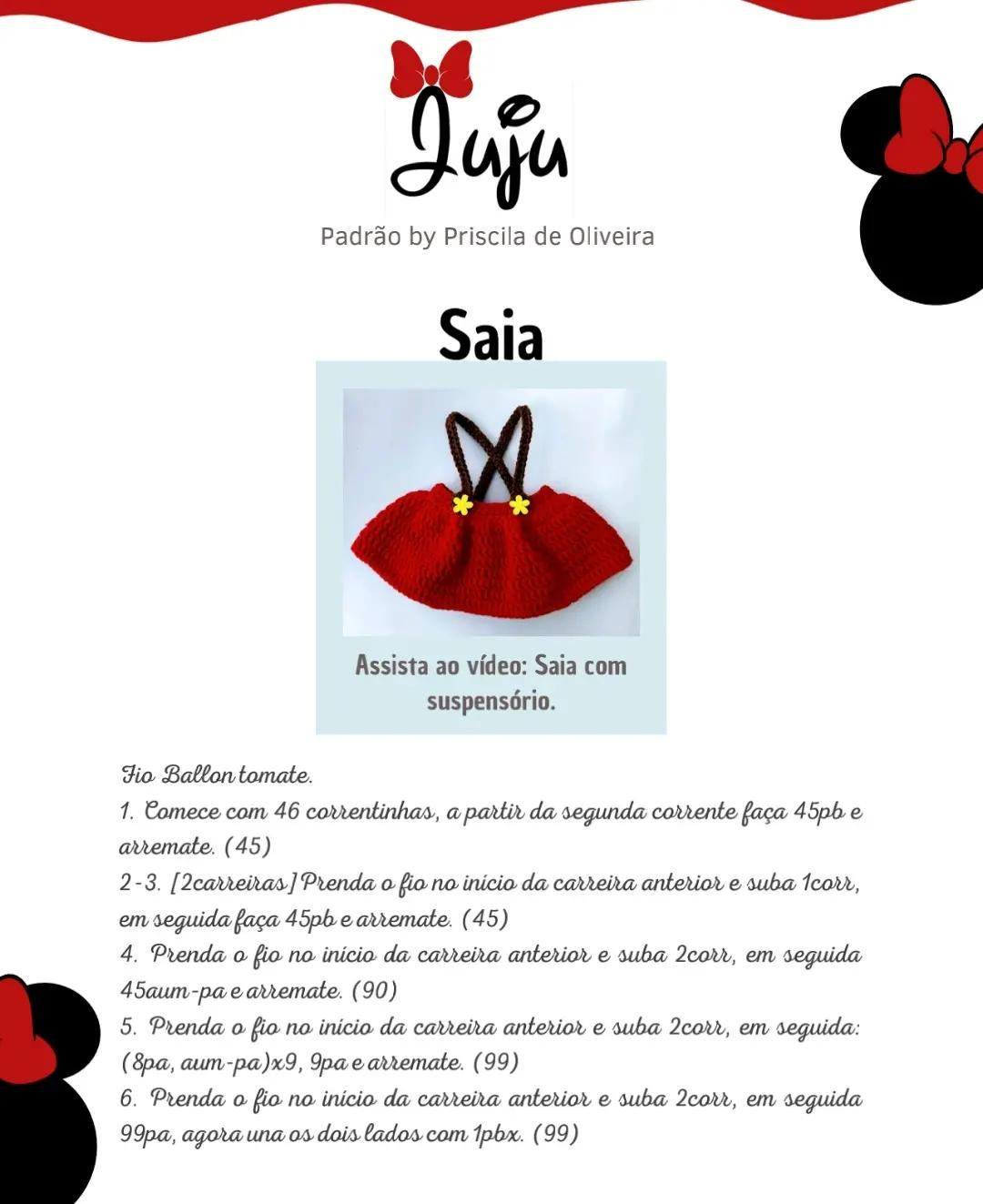 Tutoriais de Amigurumi Búp bê Juju Minnie: Materiais e Padrão Móc Len