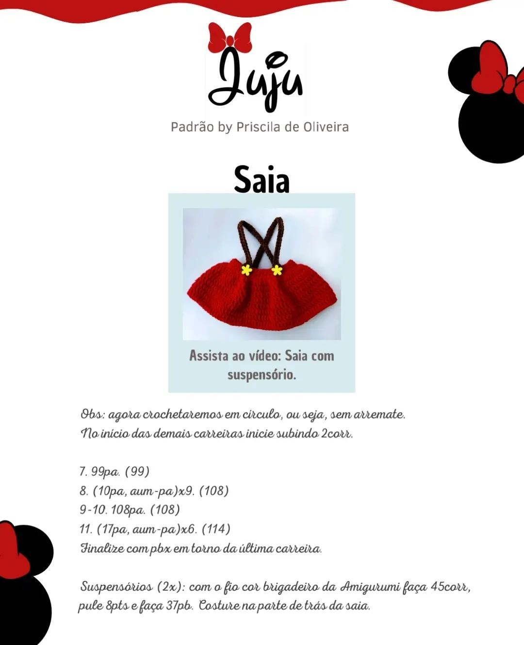 Tutoriais de Amigurumi Búp bê Juju Minnie: Materiais e Padrão Móc Len