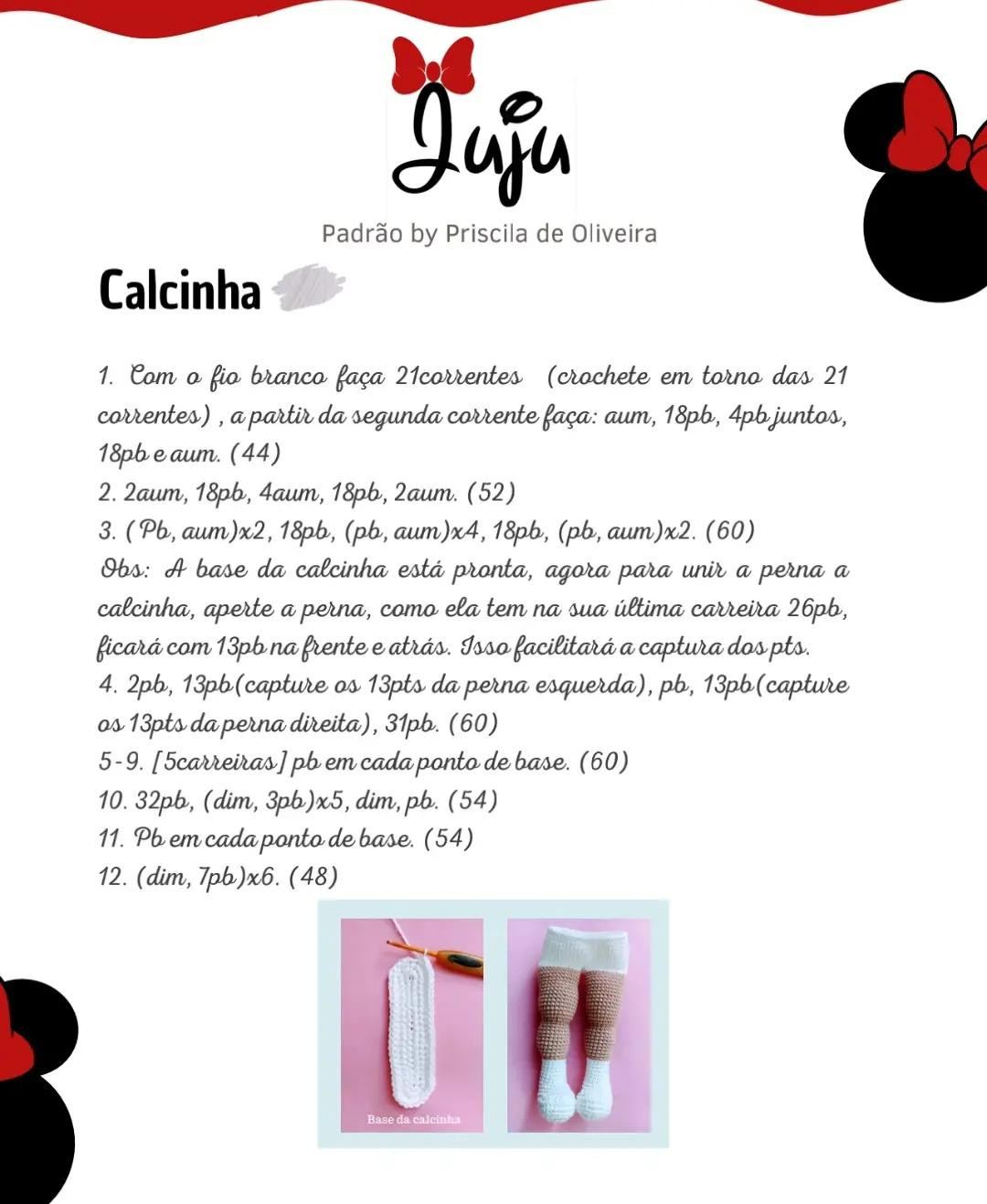Tutoriais de Amigurumi Búp bê Juju Minnie: Materiais e Padrão Móc Len