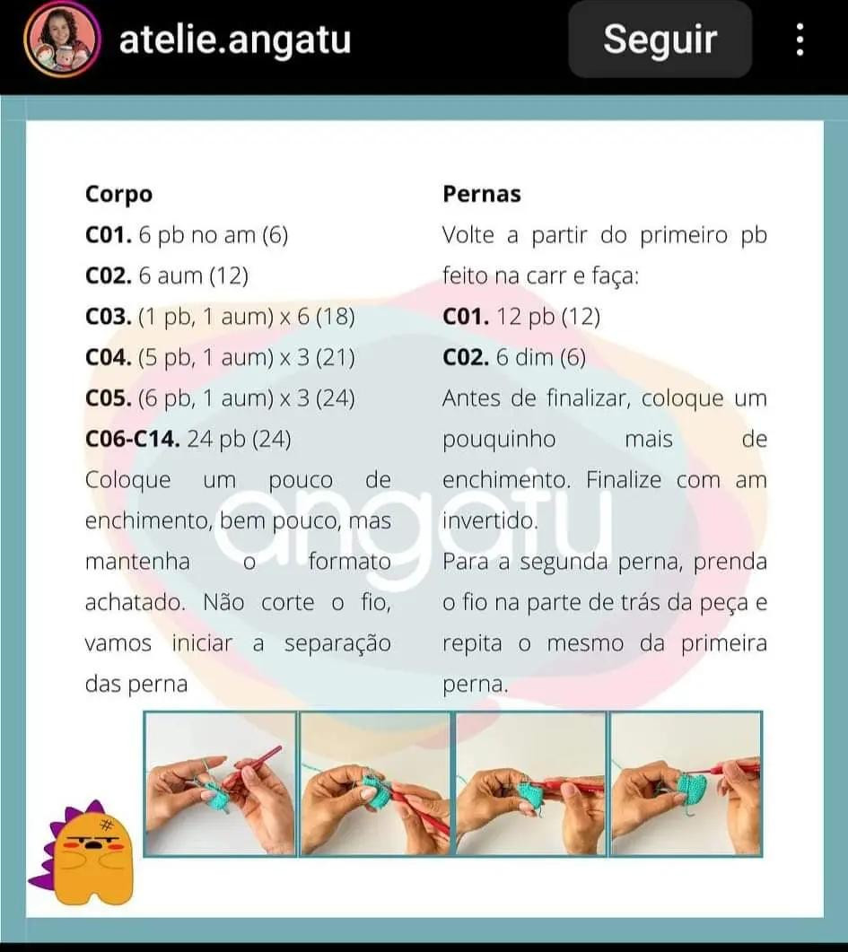 Tutorial Amigurumi Dinumor: Móc len con khủng long dễ thương