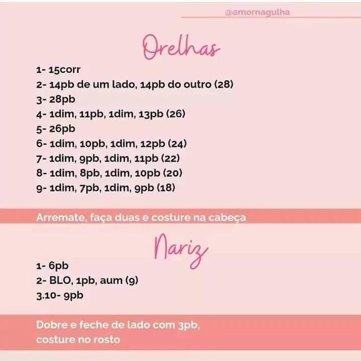 Tutorial Amigurumi Elefante Rosa Elly - Receita Grátis