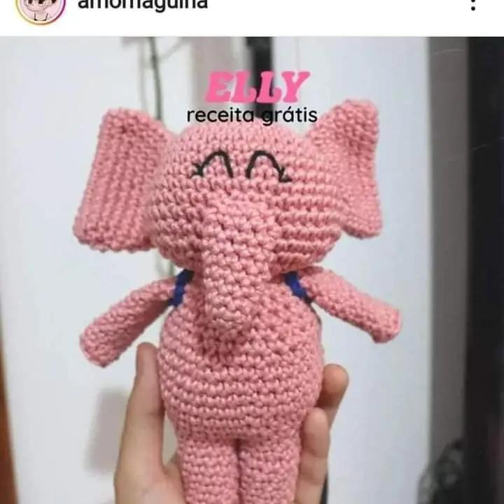 Tutorial Amigurumi Elefante Rosa Elly - Receita Grátis