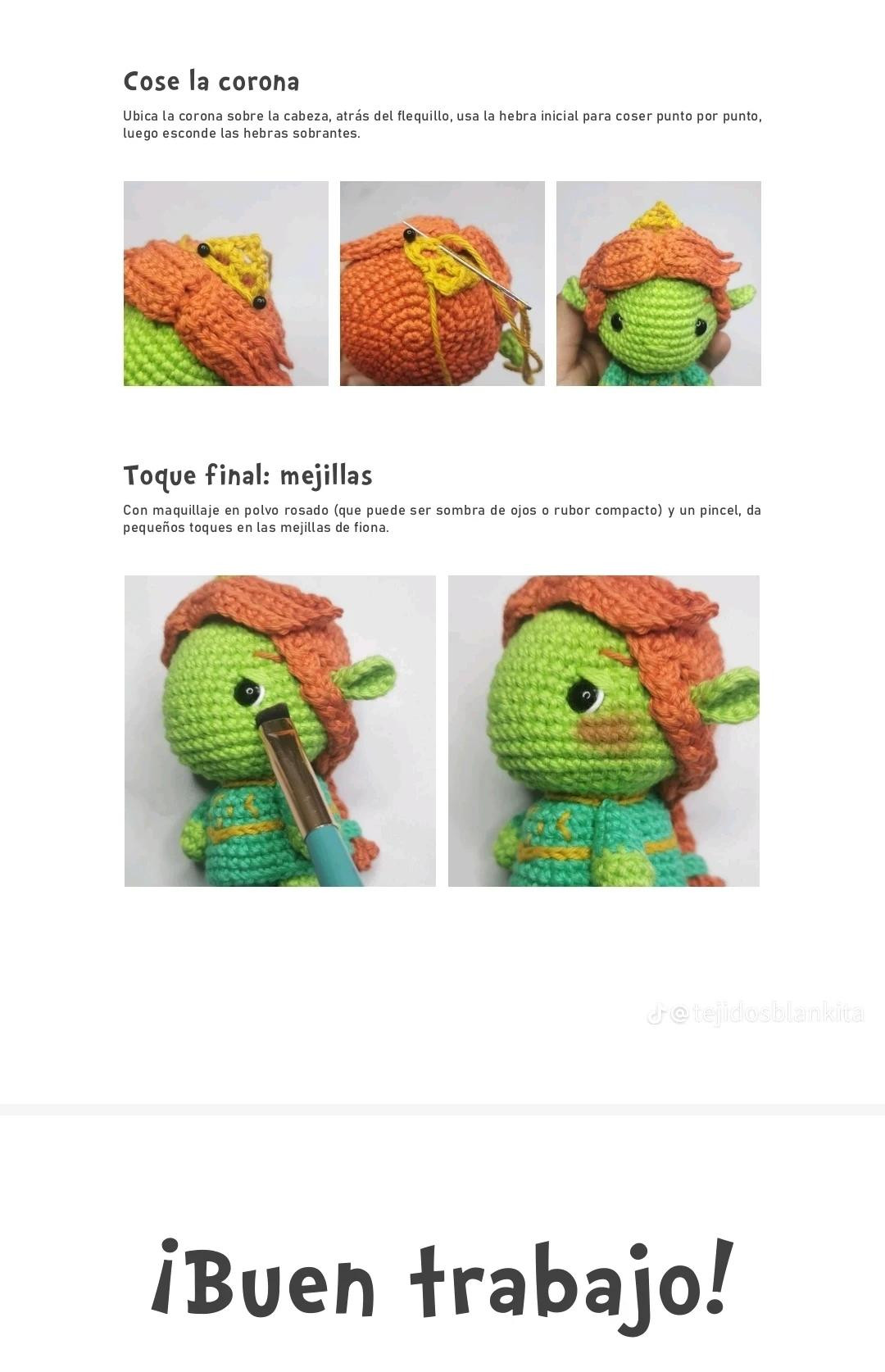 Tutorial Amigurumi Fiona: Guía de materiales, colores y patrones paso a paso