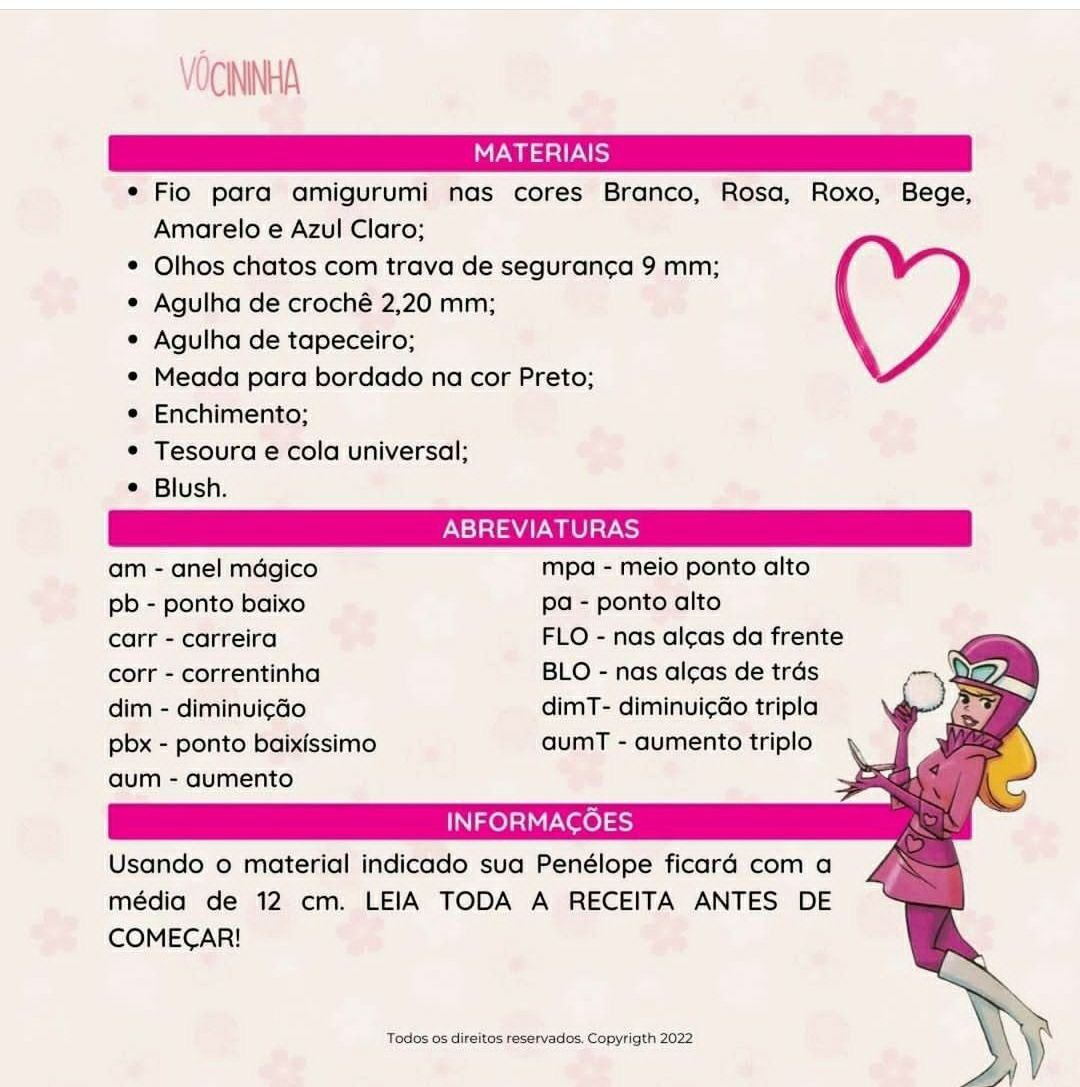 Tutorial Amigurumi Grátis: Penélope Charmosa - Guia Completo de Crochê
