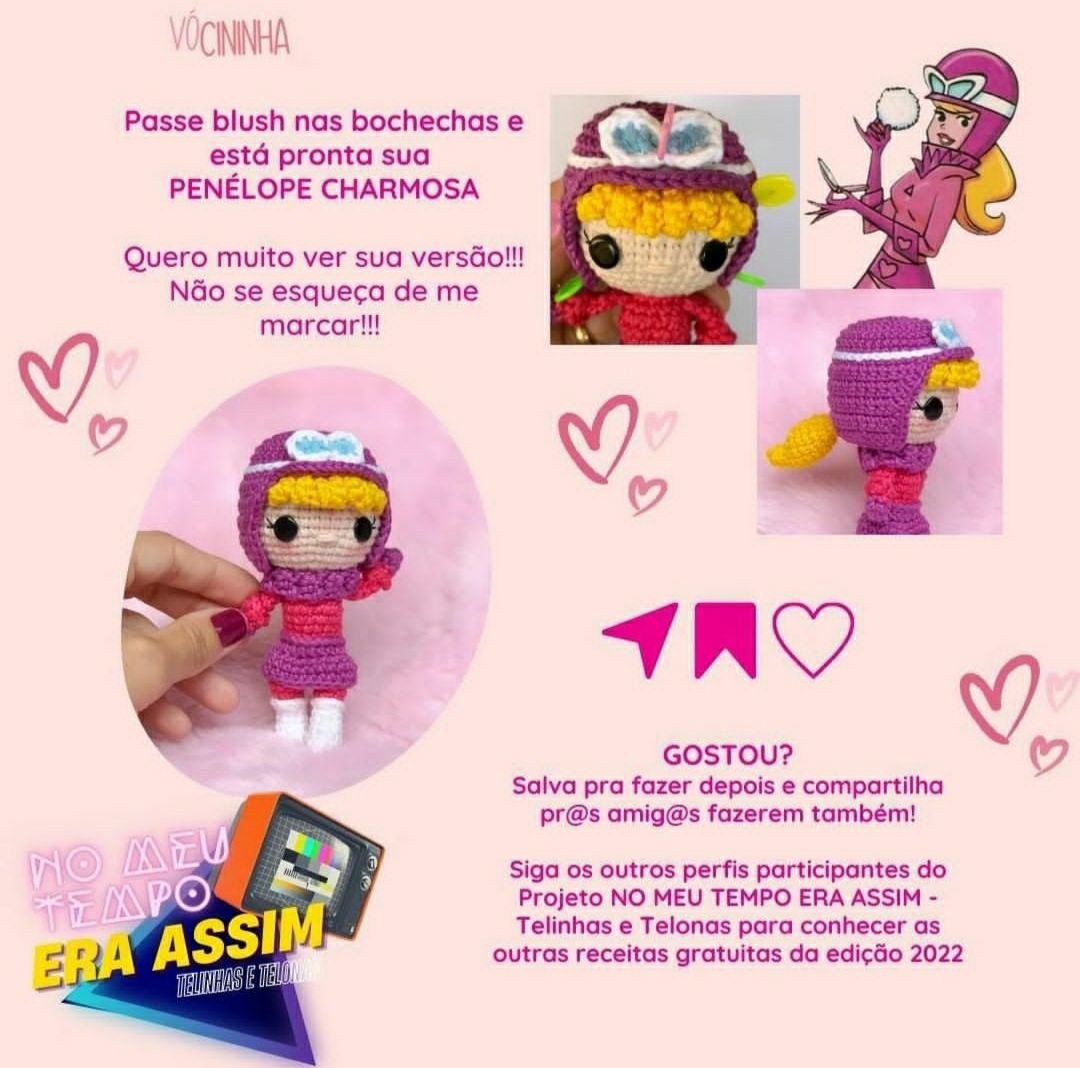 Tutorial Amigurumi Grátis: Penélope Charmosa - Guia Completo de Crochê