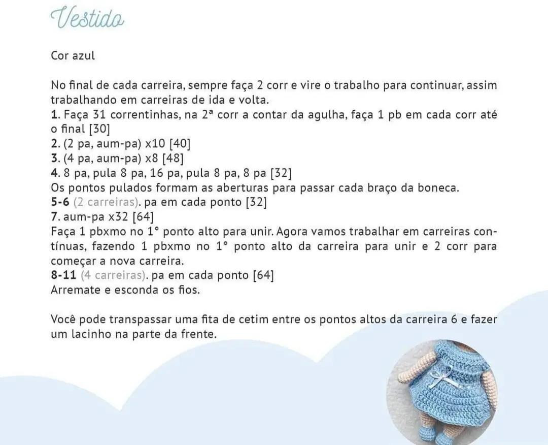 Tutorial Amigurumi Muñeca de Crochet con Vestido Azul y Cabello Rojo