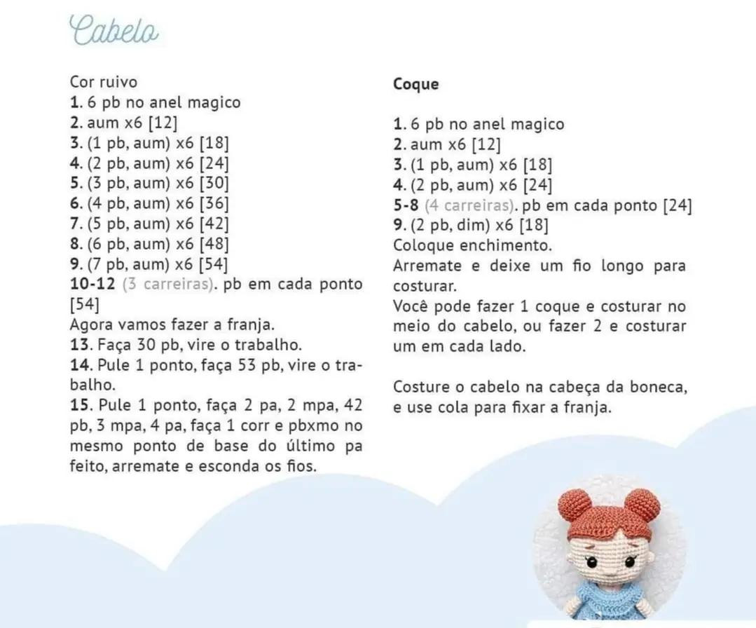 Tutorial Amigurumi Muñeca de Crochet con Vestido Azul y Cabello Rojo