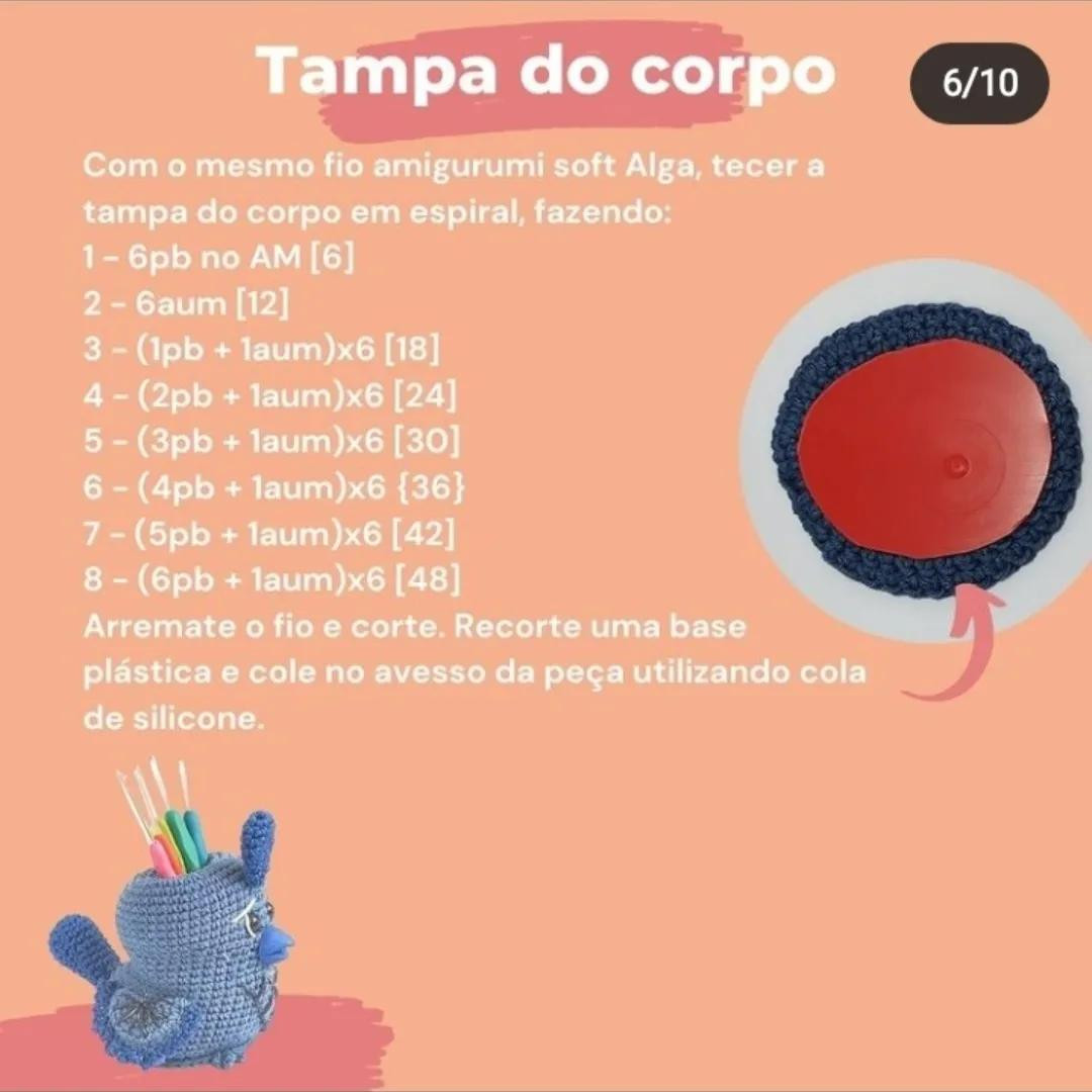 Tutorial Amigurumi Nilo: Porta-trecos Anil Azul