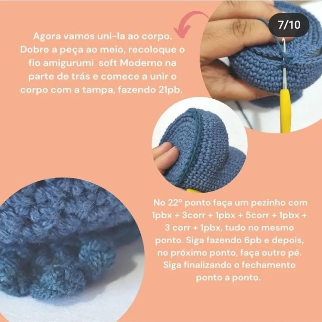 Tutorial Amigurumi Nilo: Porta-trecos Anil Azul