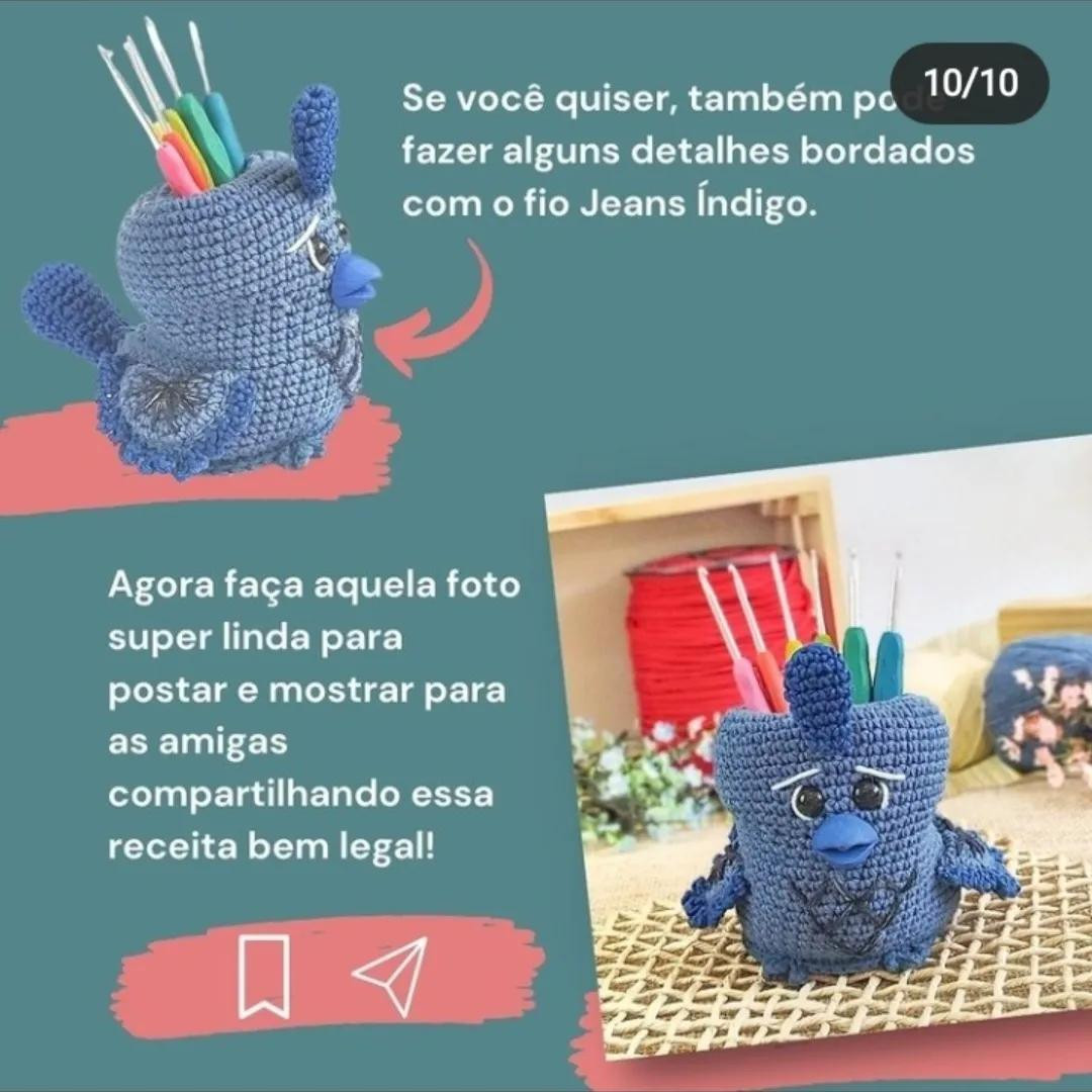 Tutorial Amigurumi Nilo: Porta-trecos Anil Azul
