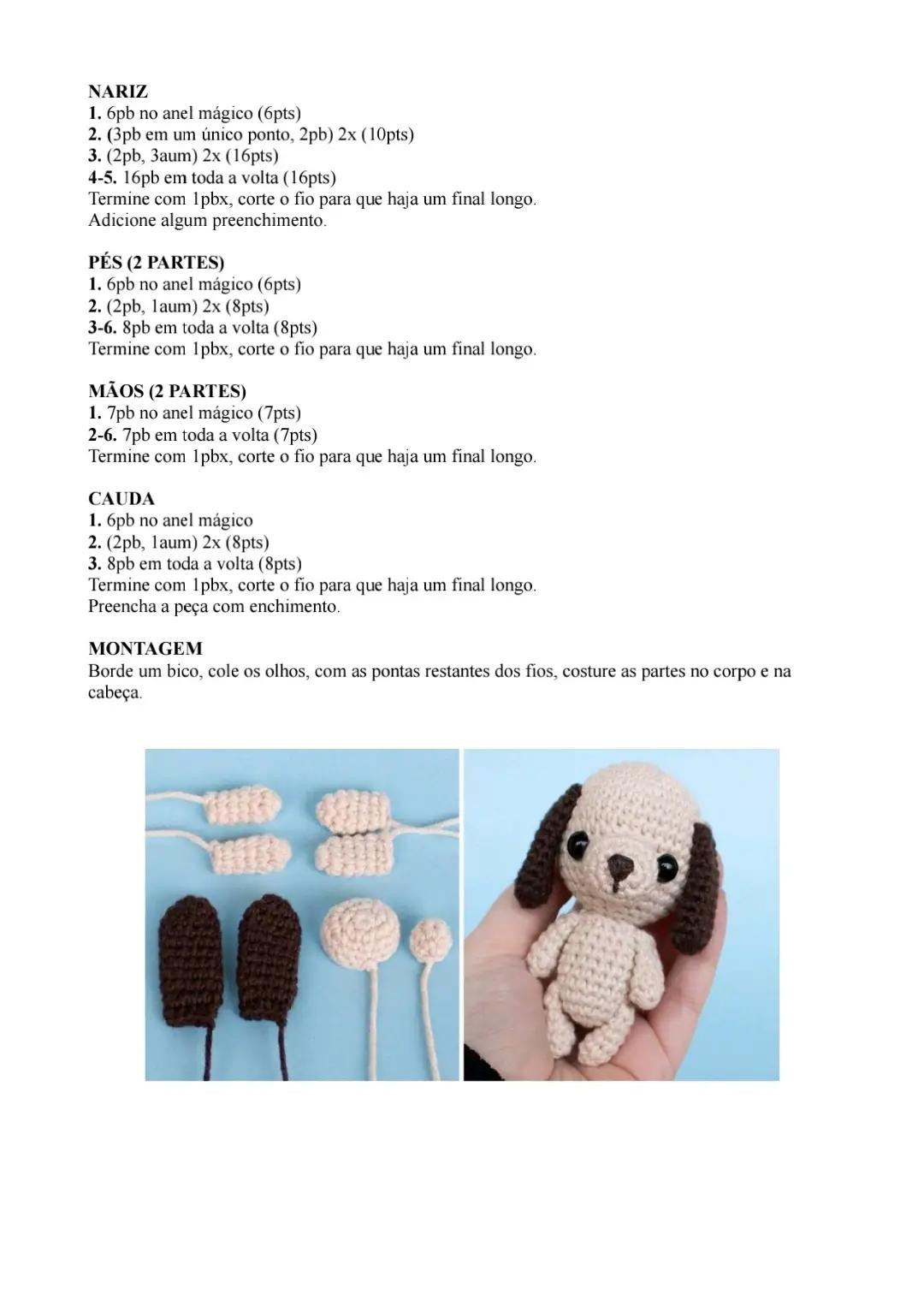 Tutorial Amigurumi Perrito Cremoso con Orejas Marrones para Llavero