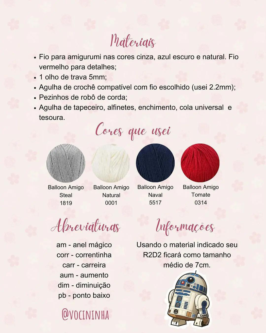 Tutorial Amigurumi R2D2 Star Wars Completo com Materiais e Passo a Passo