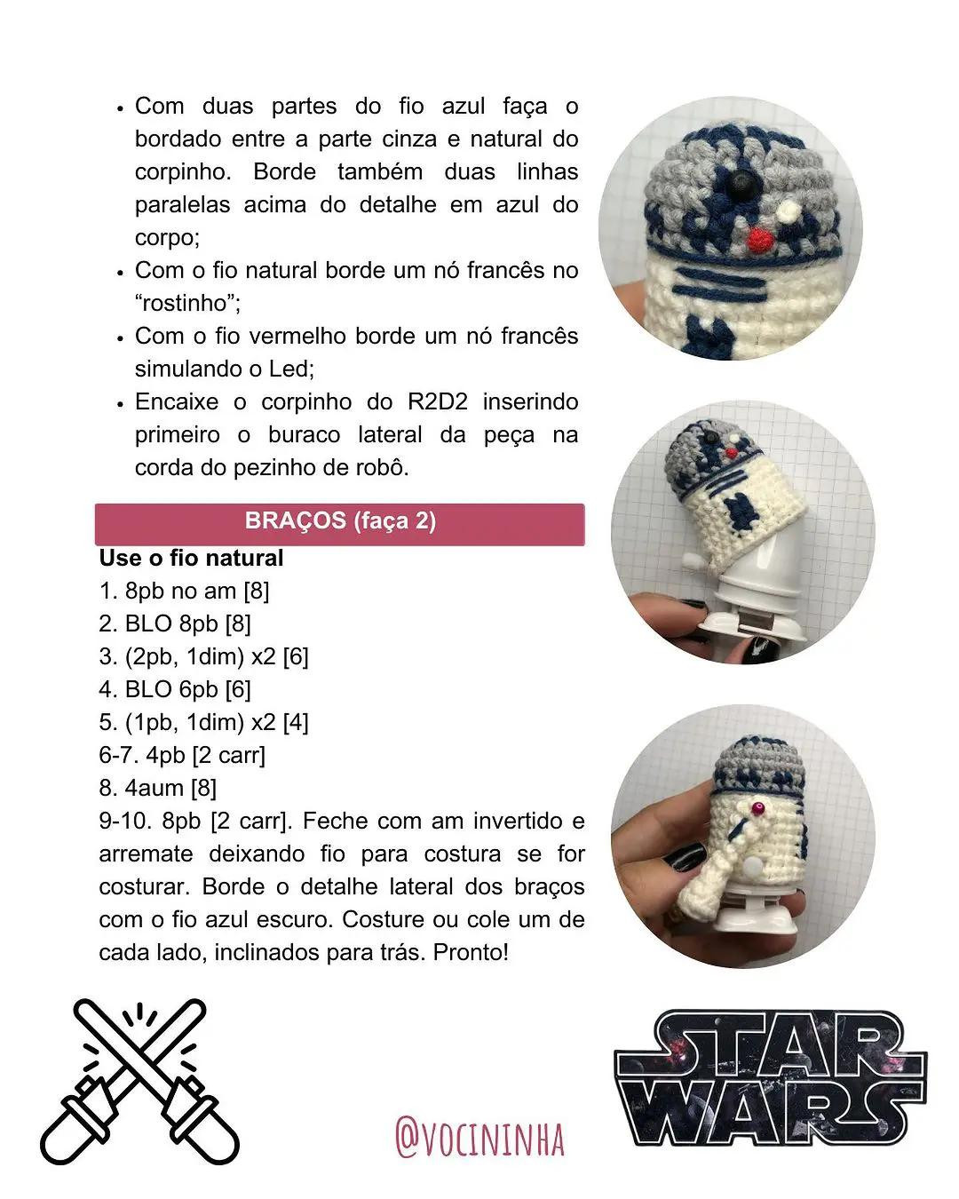 Tutorial Amigurumi R2D2 Star Wars Completo com Materiais e Passo a Passo