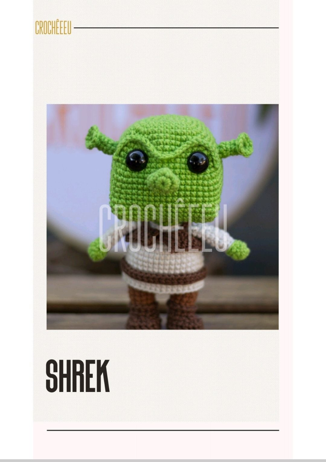 Tutorial Amigurumi Shrek Completo - Materiais e Chart