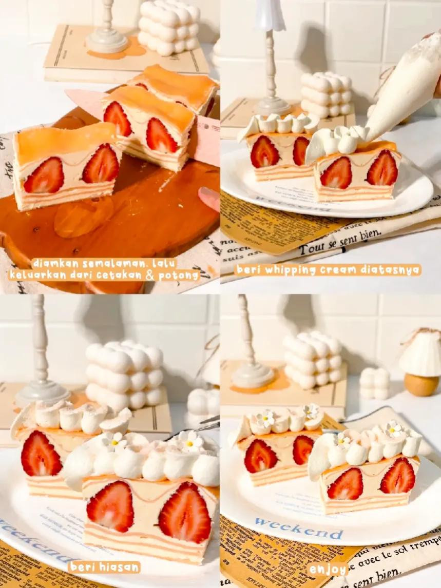 Tutorial Bánh Kếp Dâu (Strawberry Crepe Cake) Phong Cách Hàn Quốc