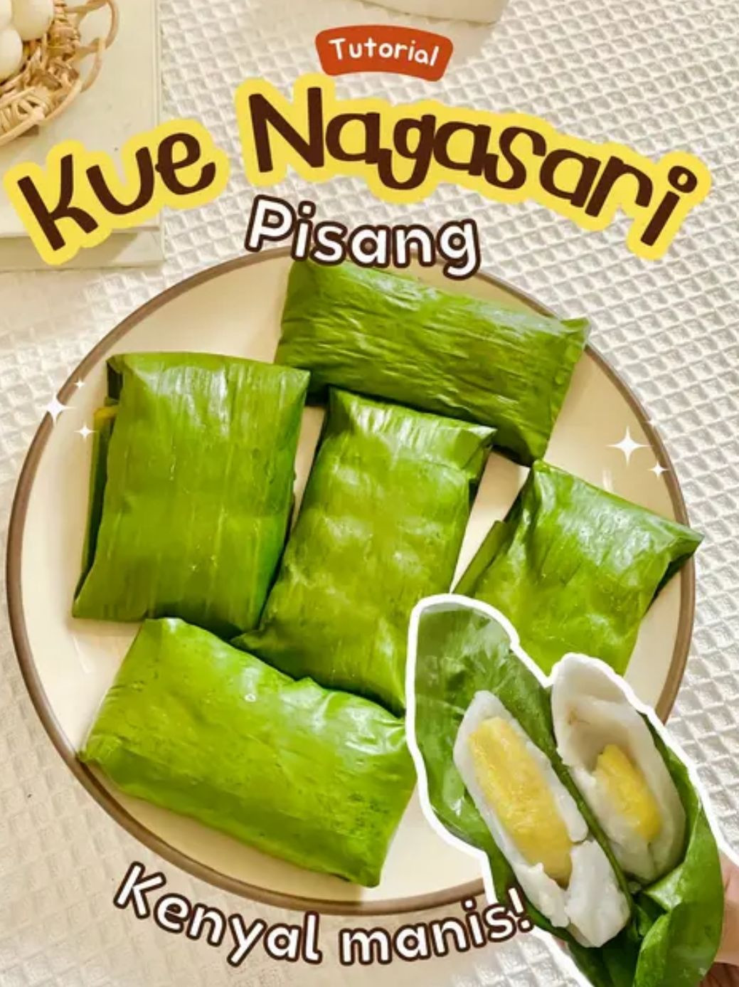 Tutorial Cách Làm Kue Nagasari Pisang: Bánh Bông Lan Dừa Nấu Chín Trong Lá Chuối, Kenyal Manis