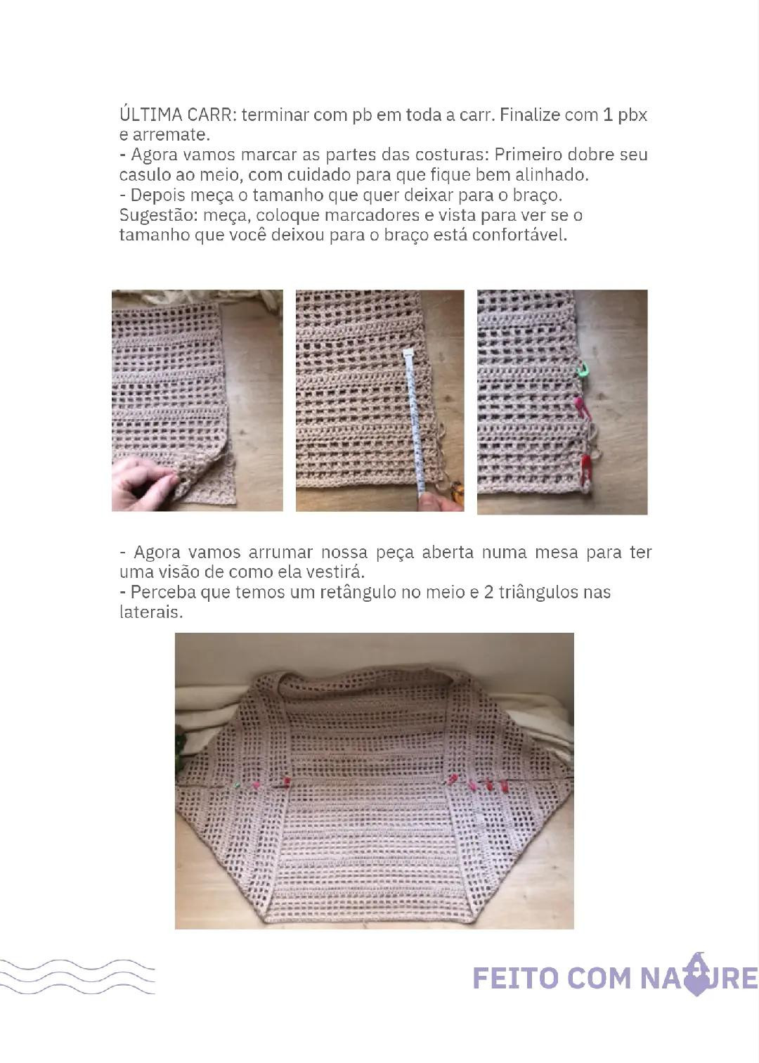 Tutorial: Casaco Casulo Nature - Móc áo khoác poncho màu be từ sợi cotton