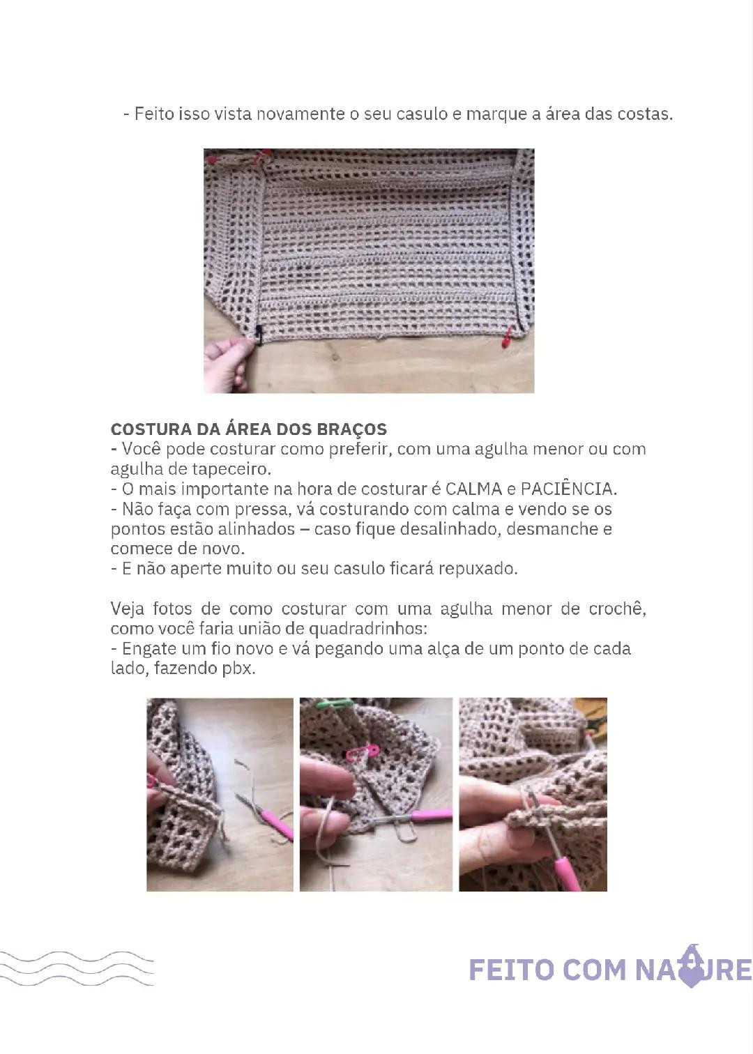 Tutorial: Casaco Casulo Nature - Móc áo khoác poncho màu be từ sợi cotton